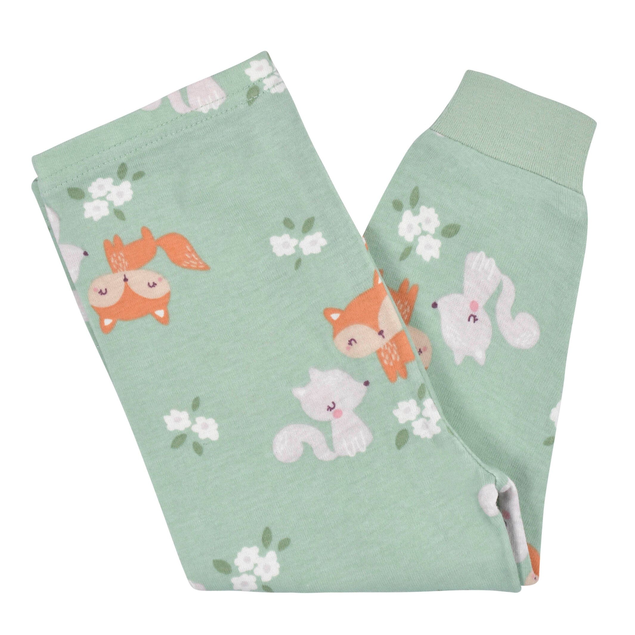 4-Piece Infant & Toddler Girls Purple Woodland Fox Snug Fit Cotton Pajamas - Image 5