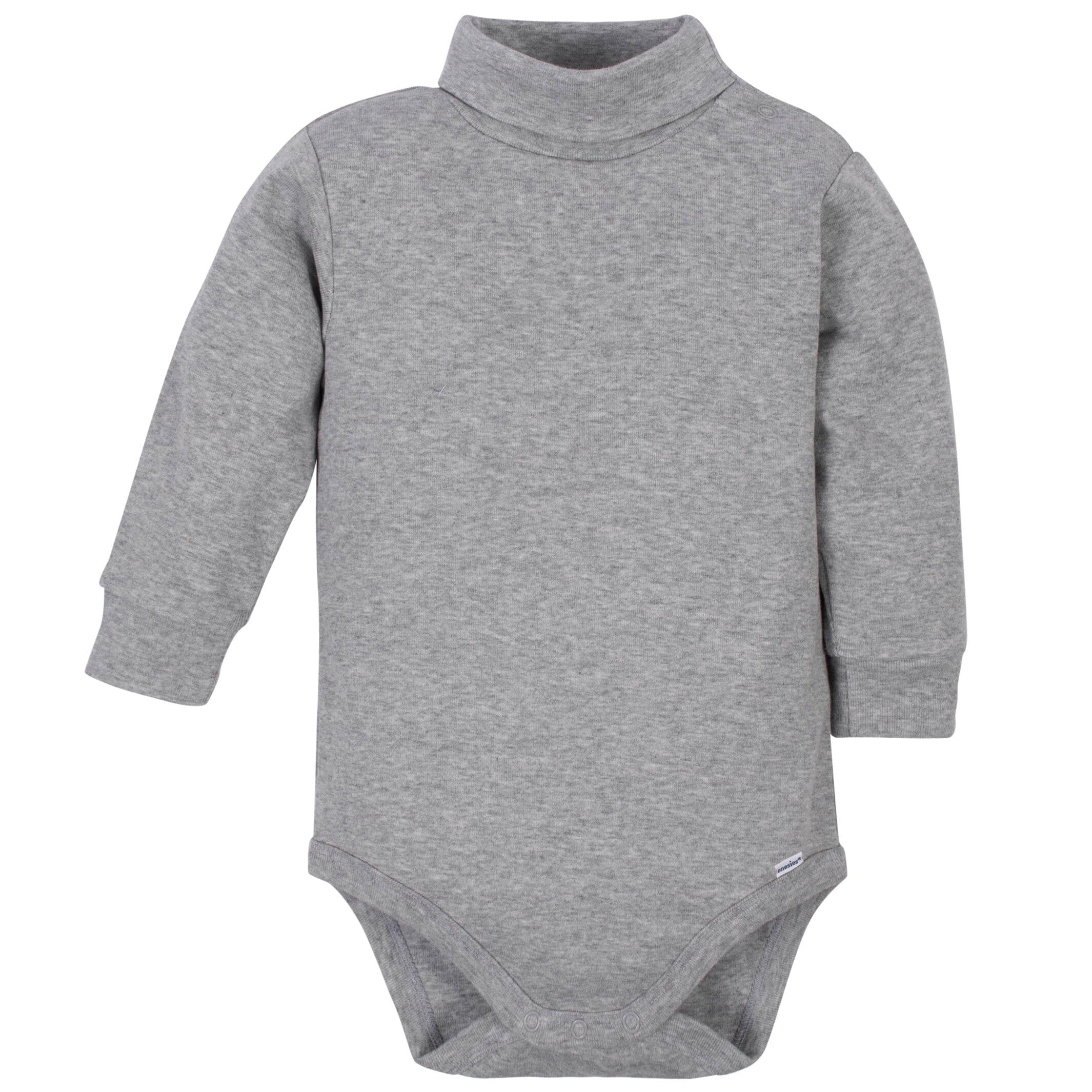 2-Pack Baby & Toddler Neutral Grey Heather Long Sleeve Turtleneck Onesies® Bodysuits - Image 2