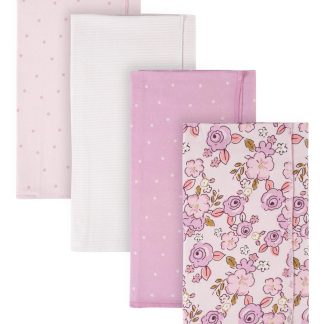 4-Pack Baby Girls Floral Princess Flannel Receiving Blankets