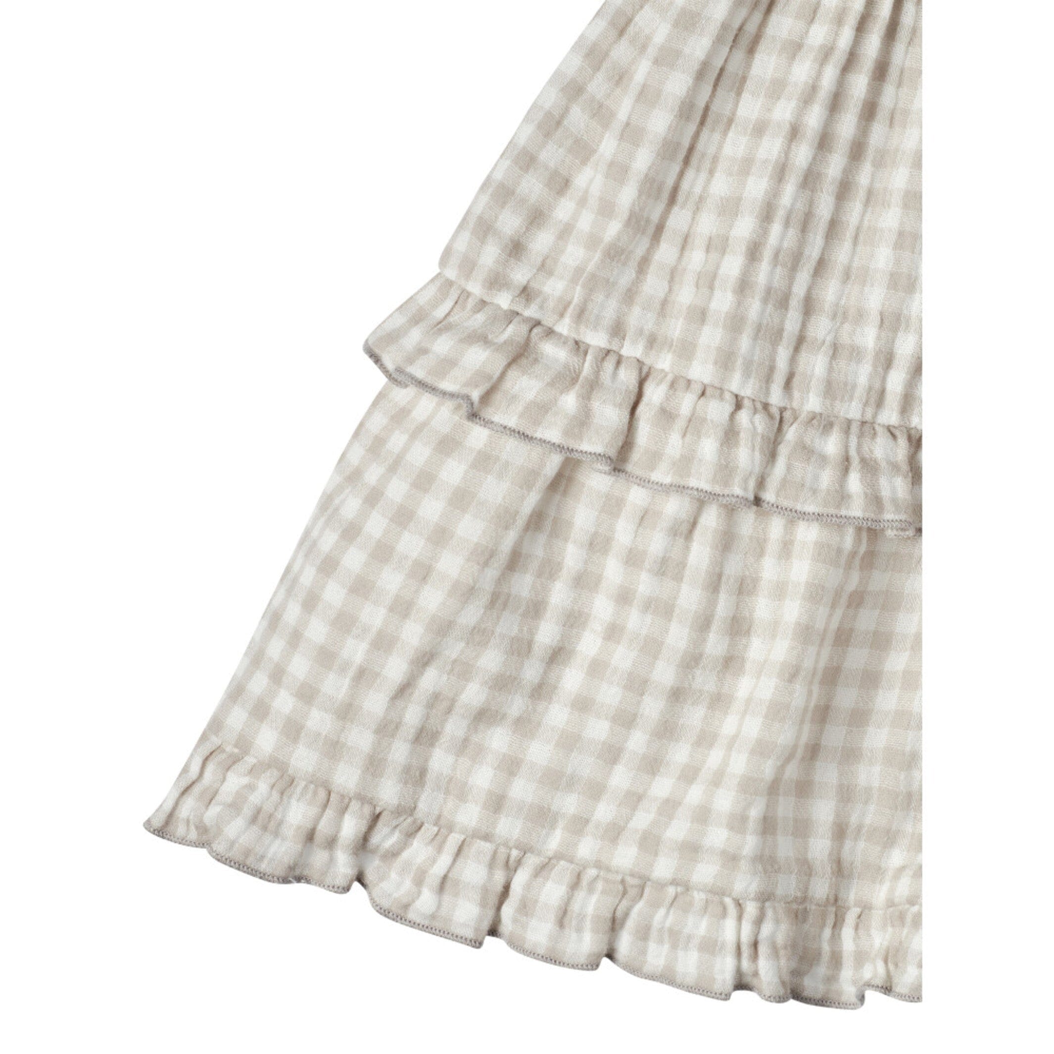 Infant & Toddler Girls Khaki Gingham Tiered Dress - Image 6