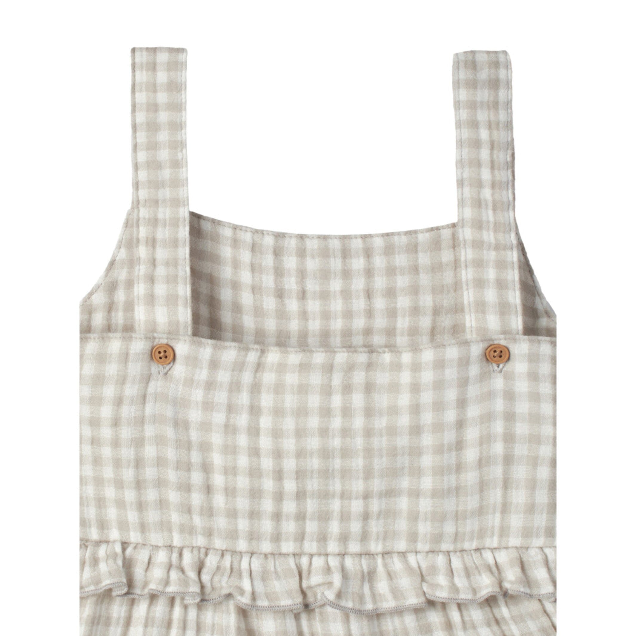 Infant & Toddler Girls Khaki Gingham Tiered Dress - Image 8