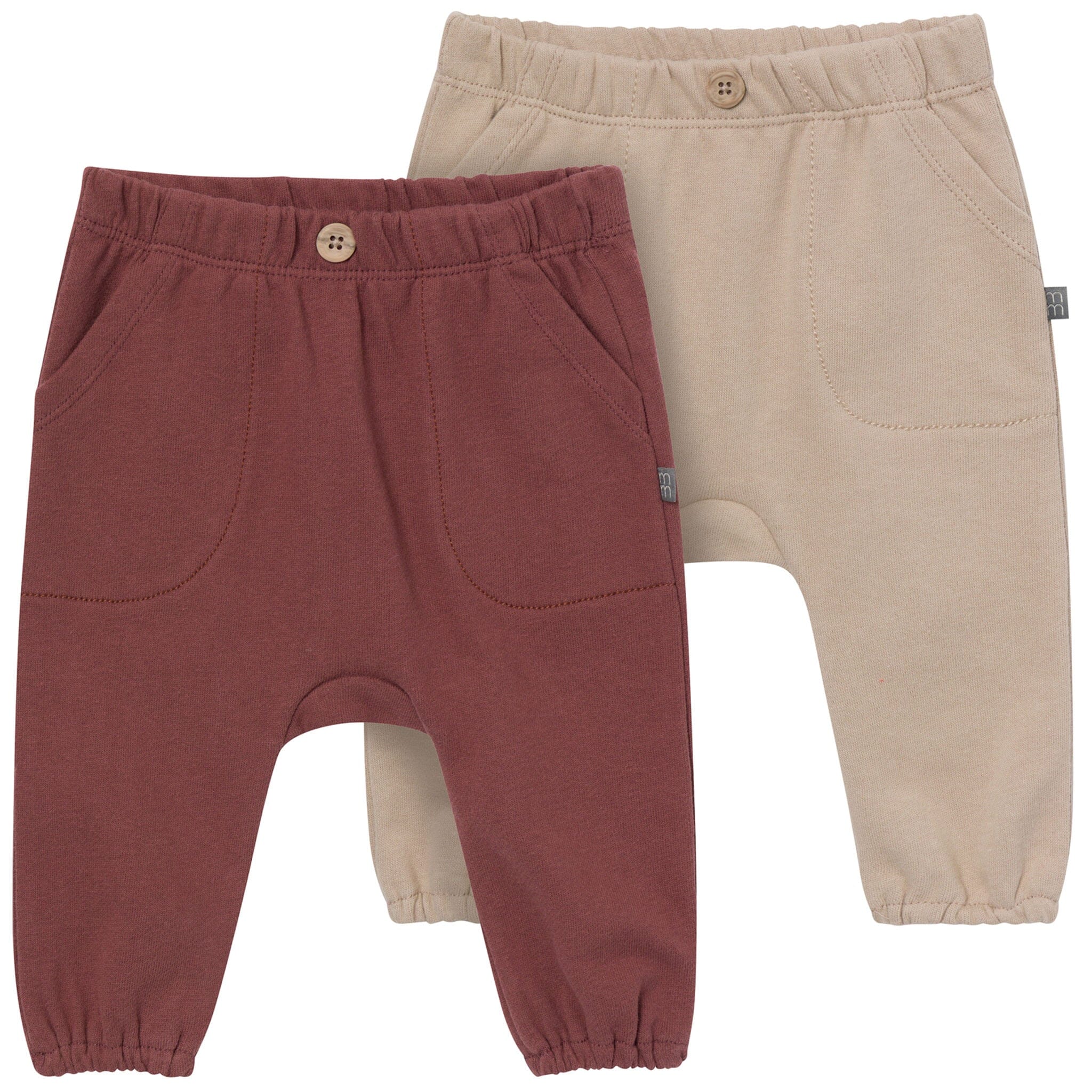 2-Pack Baby Boys Maroon/Stone Harem Pants
