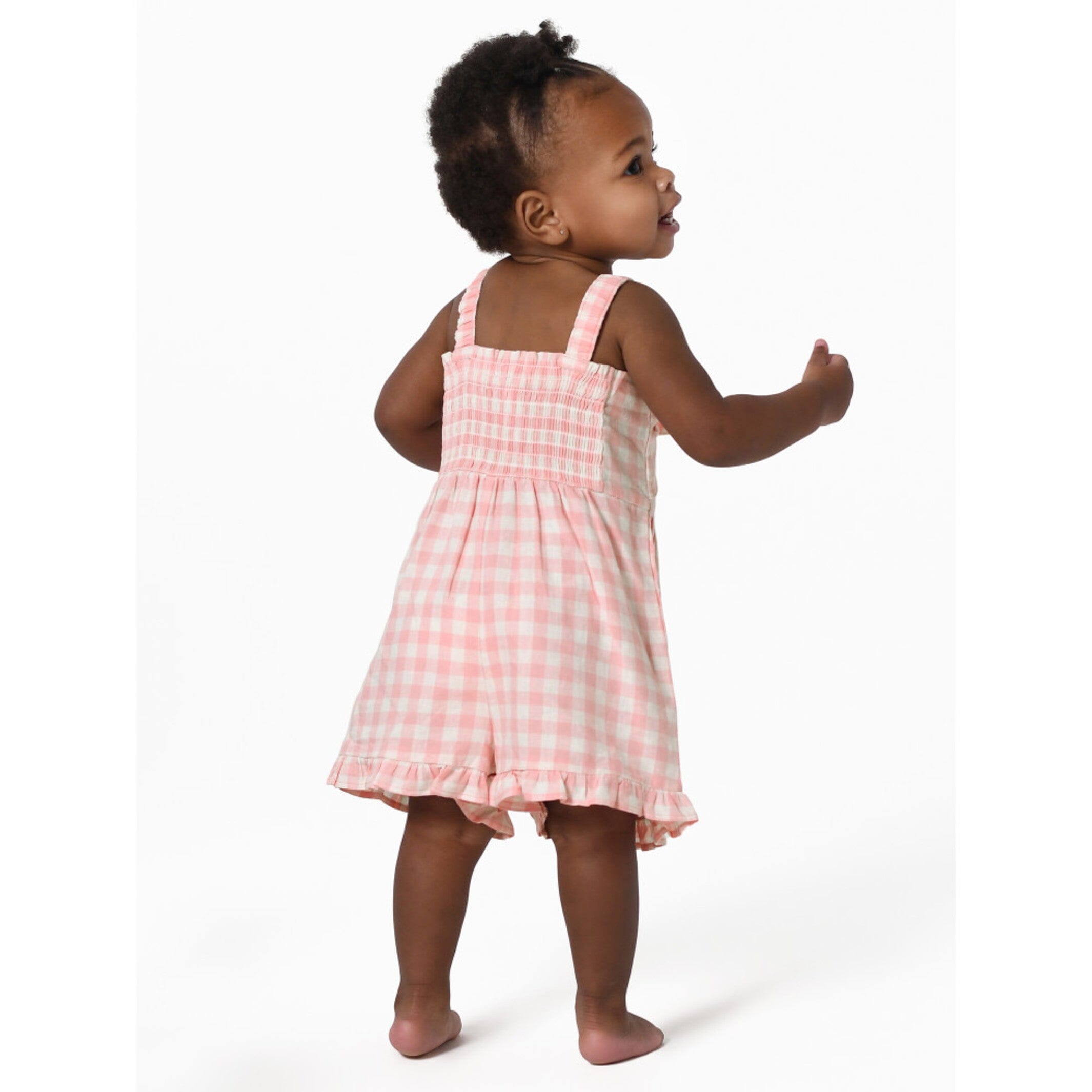 Infant and Toddler Girls Pink Gingham Romper - Image 3