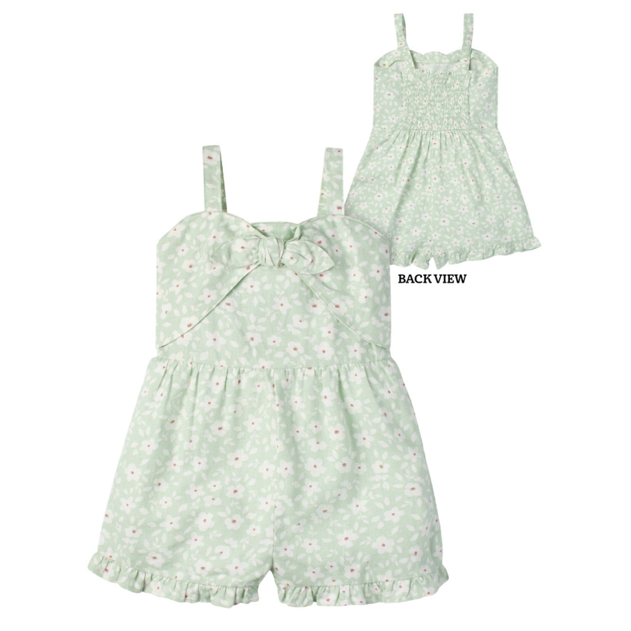 Infant and Toddler Girls Mint Floral Romper - Image 2