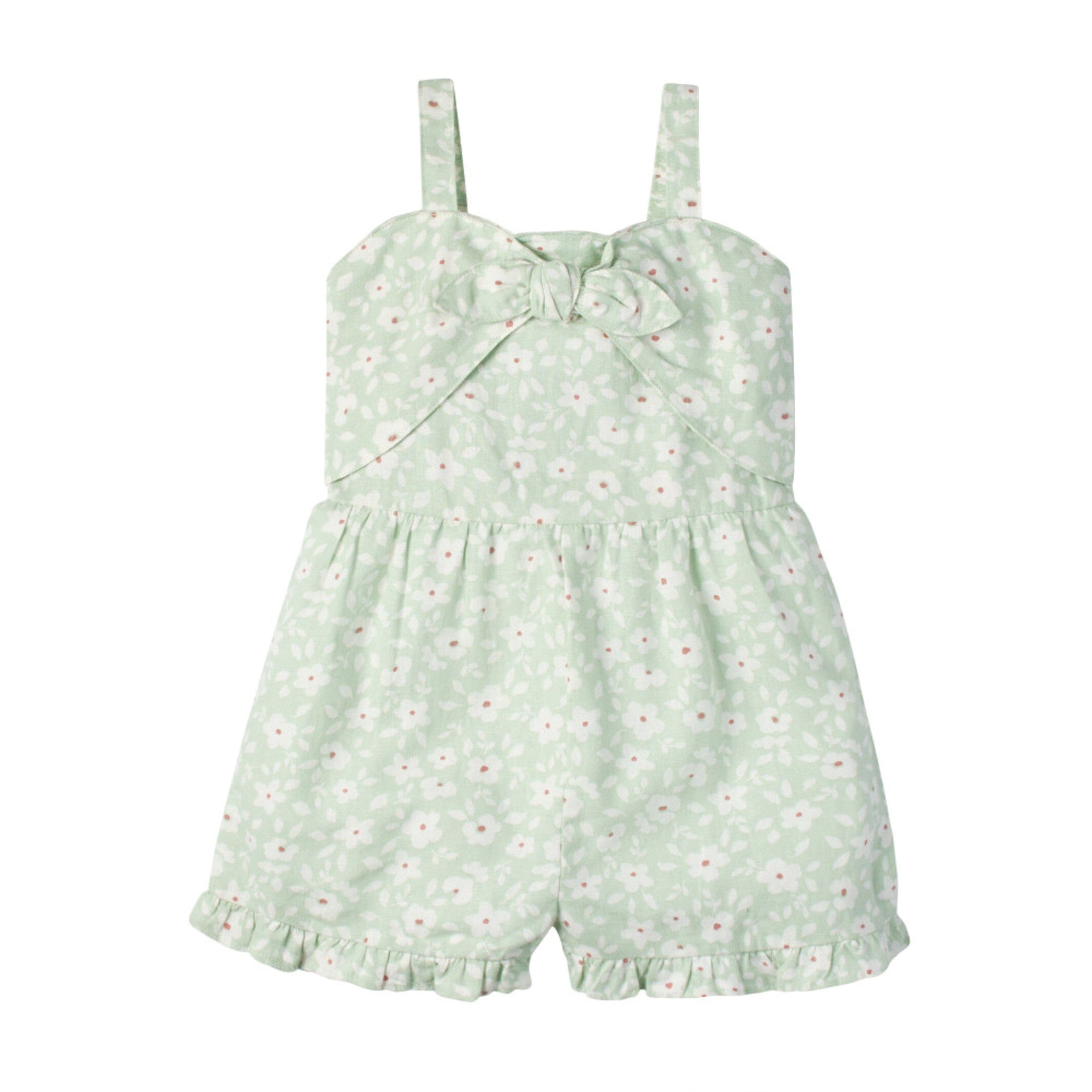 Infant and Toddler Girls Mint Floral Romper - Image 4