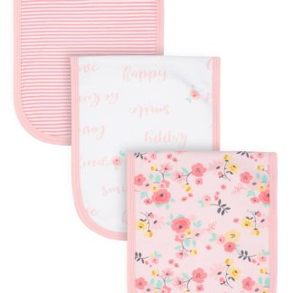 3-Pack Baby Girls Love You Organic Burp Cloths
