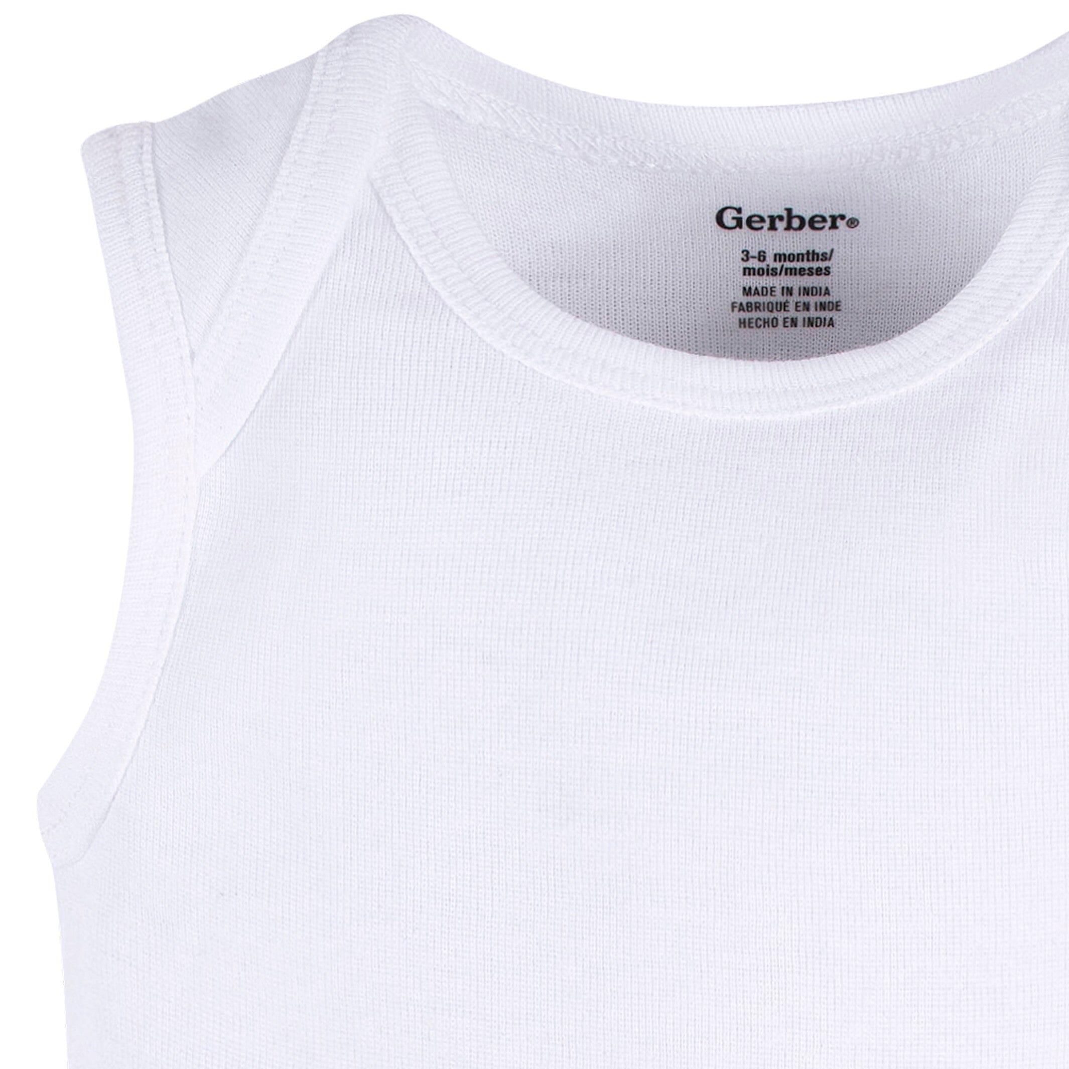 5- Baby Neutral White Sleeveless Onesies® Bodysuits - Image 3