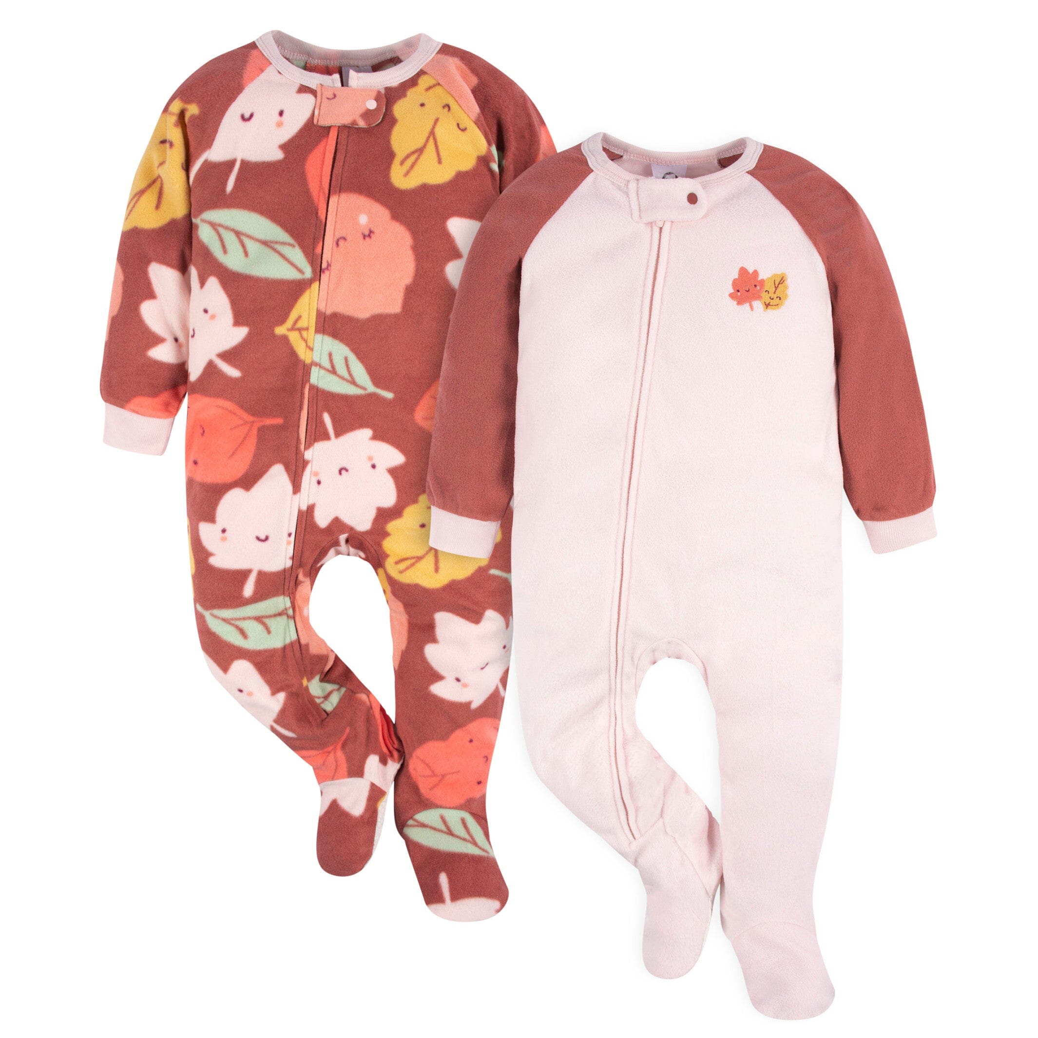 2-Pack Toddler Girls Leaves Fleece Pajamas