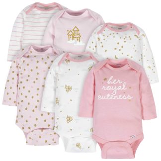 6-Pack Baby Girls Castle Long Sleeve Onesies® Bodysuits