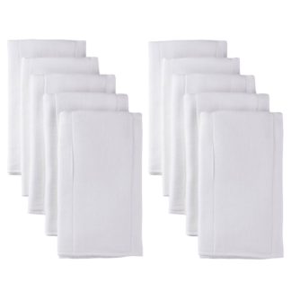 10-Pack Baby Neutral White Organic Prefold Gauze Diapers With Absorbent Pads