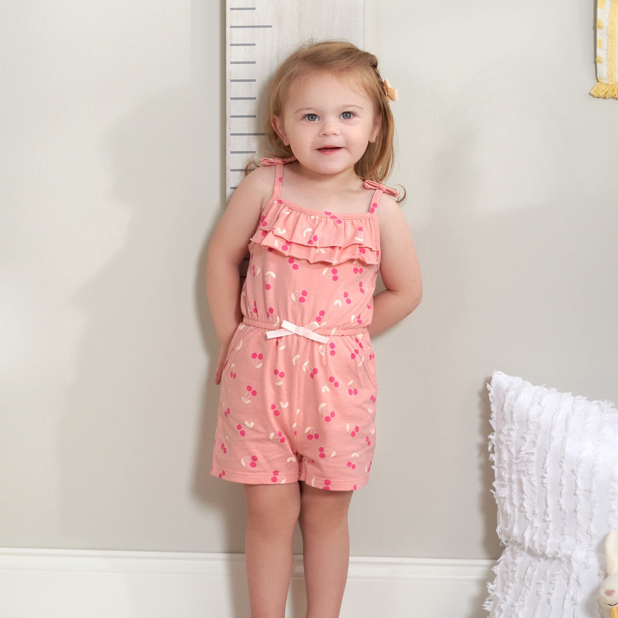 2-Pack Baby Girls Cherry Blossom Tank Rompers - Image 3