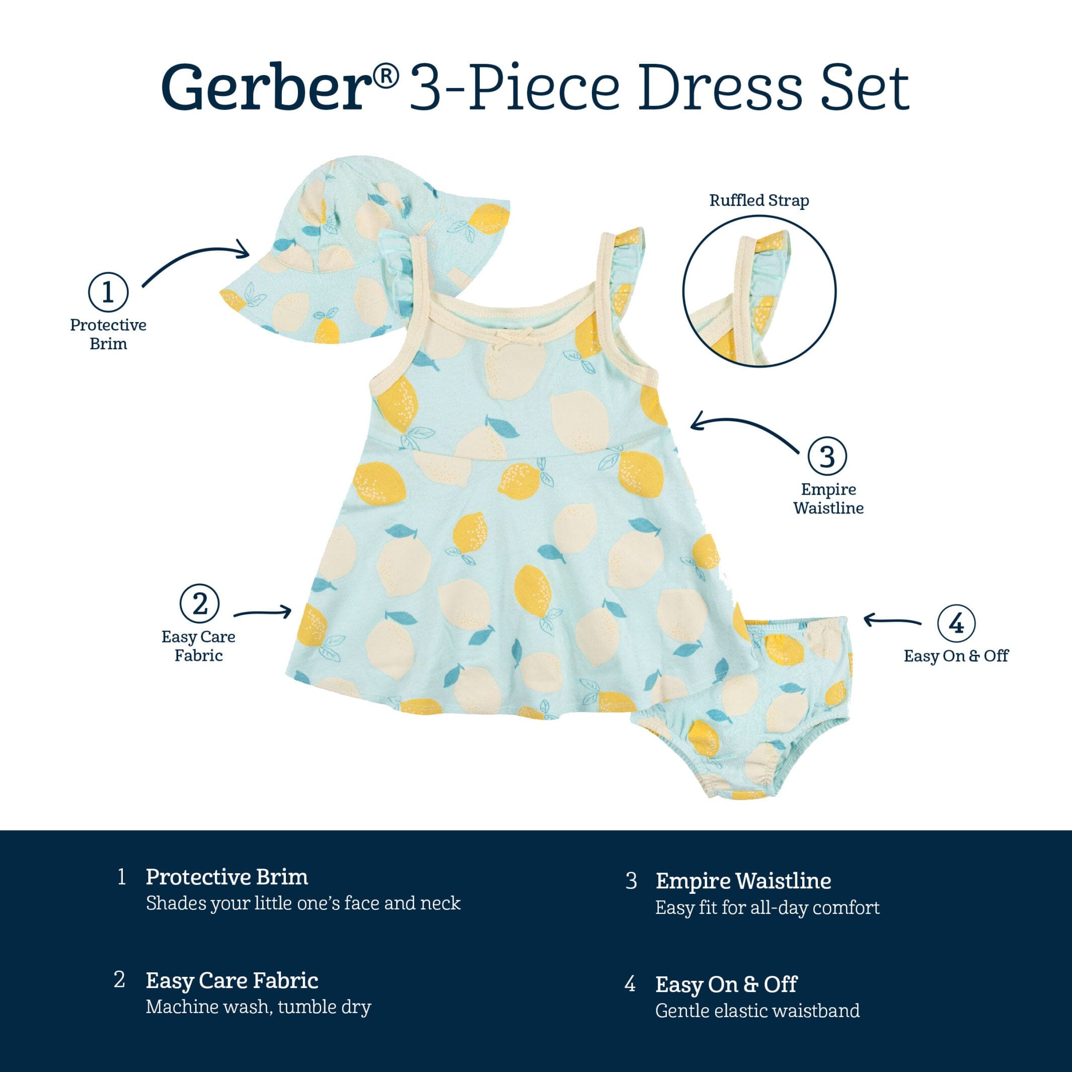 3-Piece Toddler Girls Little Lemon Dress Set, 5T - Image 9