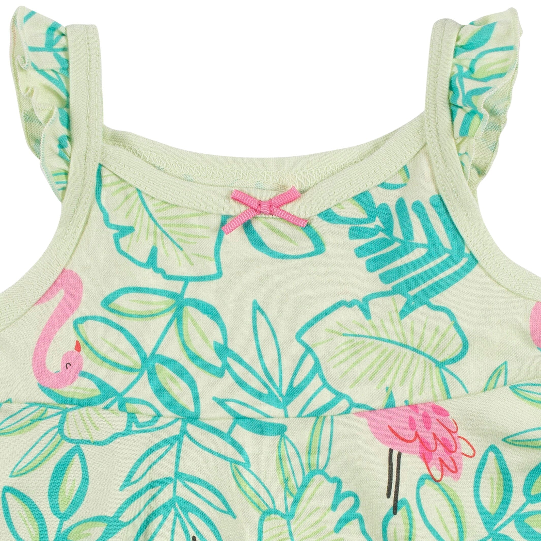 3-Piece Baby & Toddler Girls Flamingo Fun Dress, Diaper Cover & Reversible Sun Hat Set - Image 2