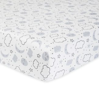 1-Pack Neutral Clouds Organic Fitted Crib Sheet
