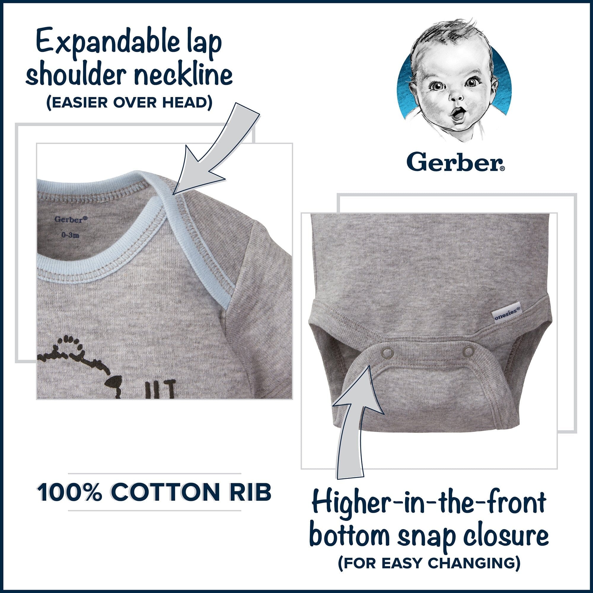 6-Pack Baby Boy Puppy Long Sleeve Onesies® Brand Bodysuits - Image 4