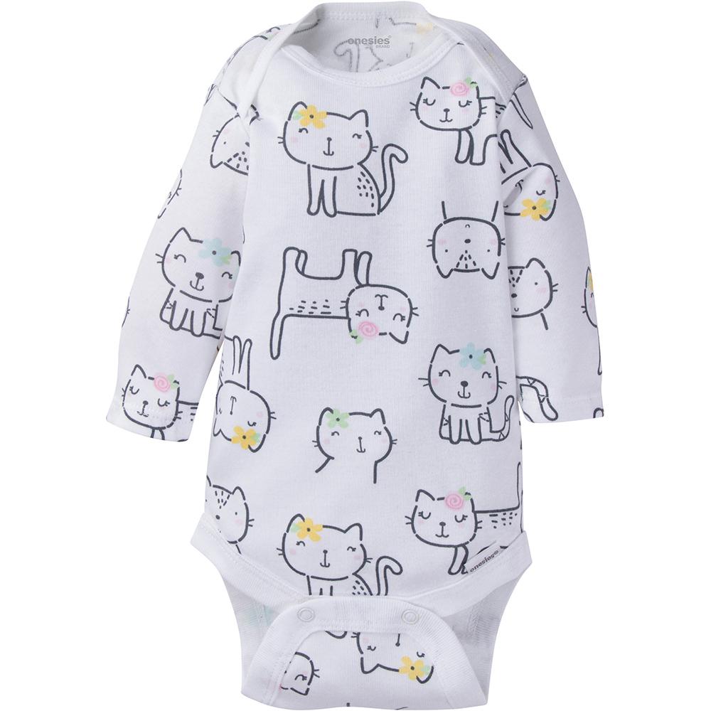 6-Pack Baby Girl Long Sleeve Kitty Onesies® Brand Bodysuits - Image 3