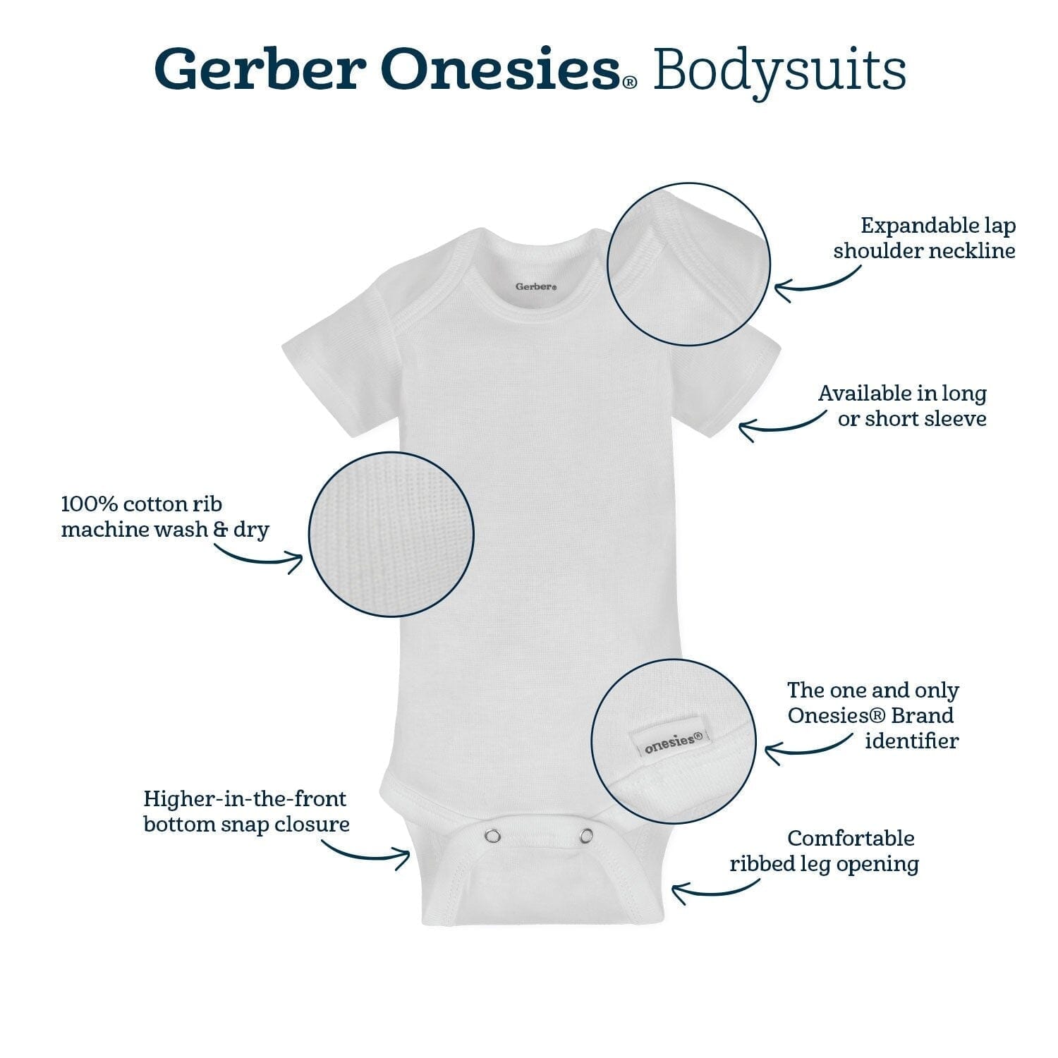 5-Pack Grey Onesies® Bodysuits - Image 3