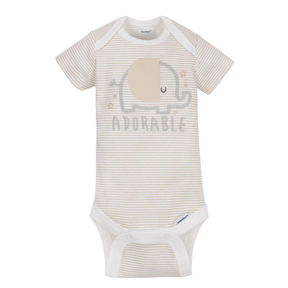 5-Pack Neutral Grey Elephant Short Sleeve Onesies® Bodysuits - Image 2