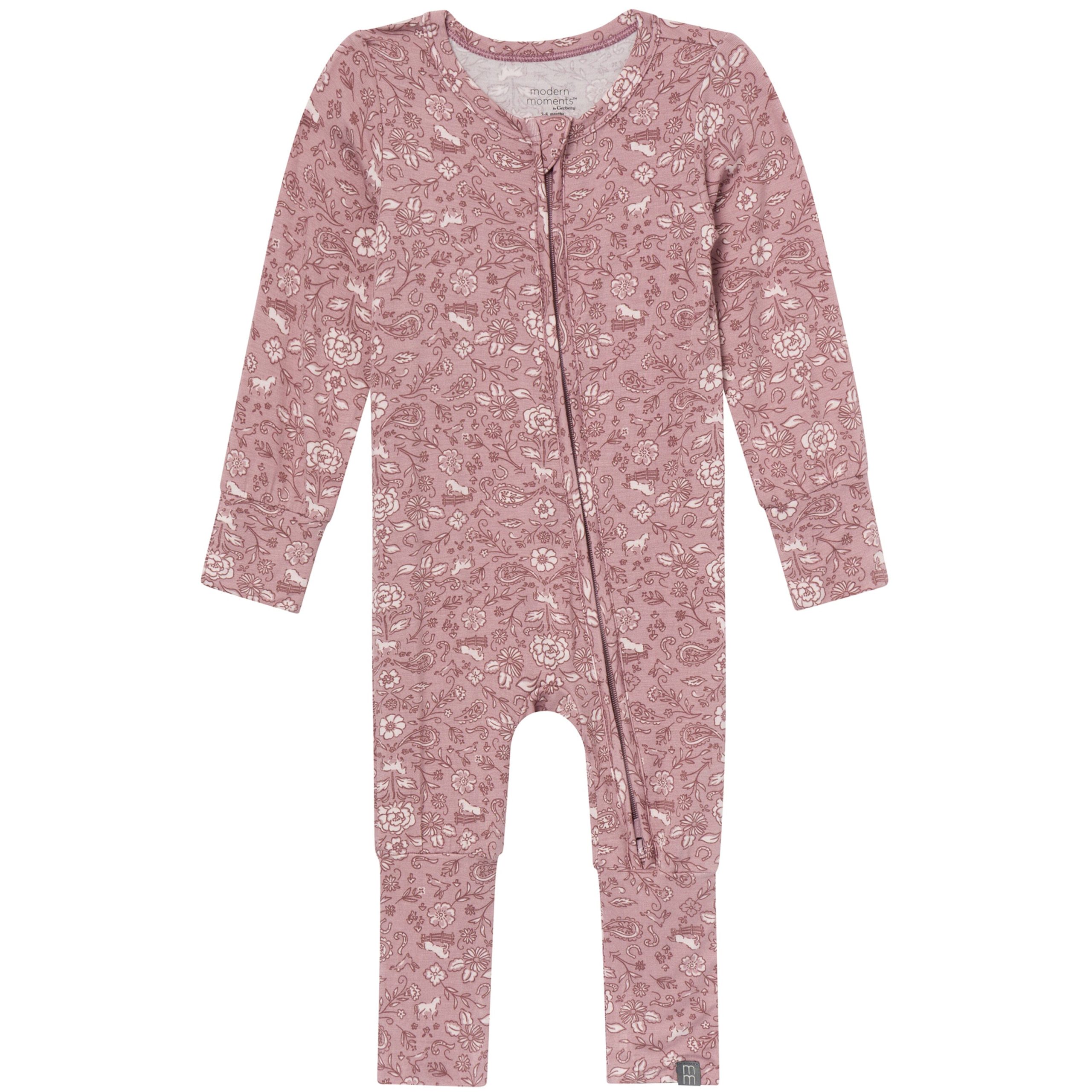 Baby & Kid Girls Mauve Paisley Snug Fit Footless Pajamas