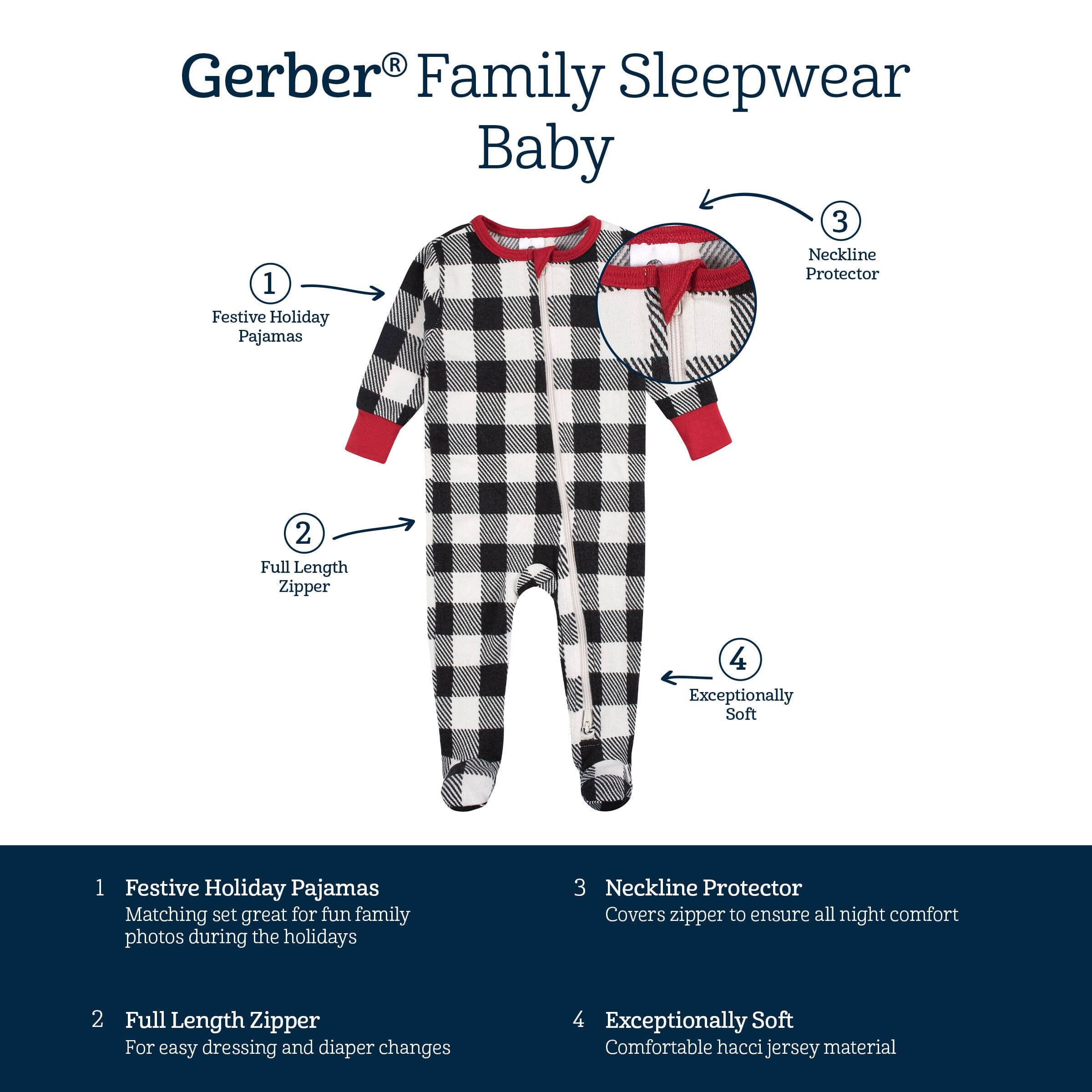 Baby & Toddler Neutral Buffalo Plaid Hacci Snug Fit Footed Pajamas - Image 11