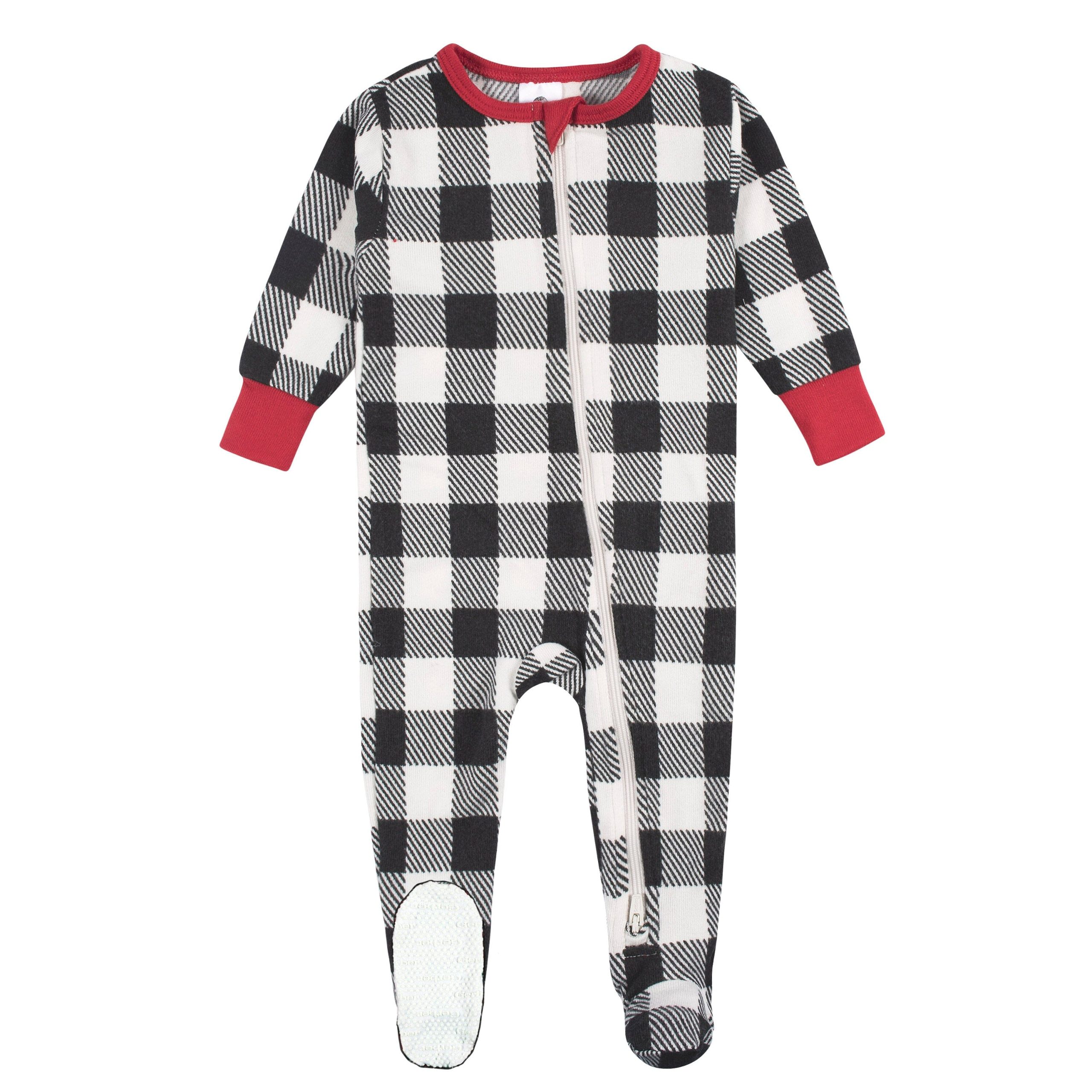 Baby & Toddler Neutral Buffalo Plaid Hacci Snug Fit Footed Pajamas - Image 6