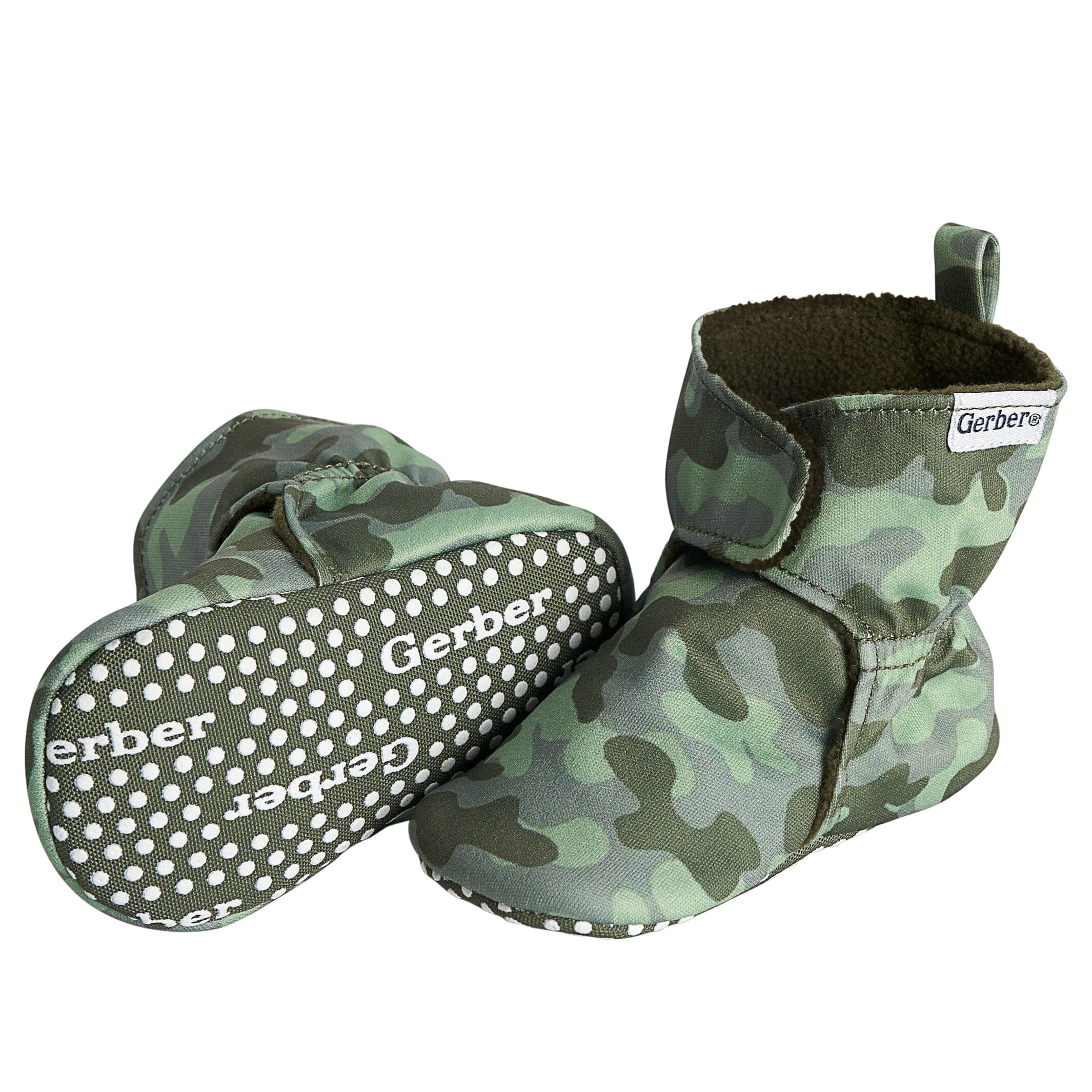 Baby Boys Green Camo Soft Booties - Image 5