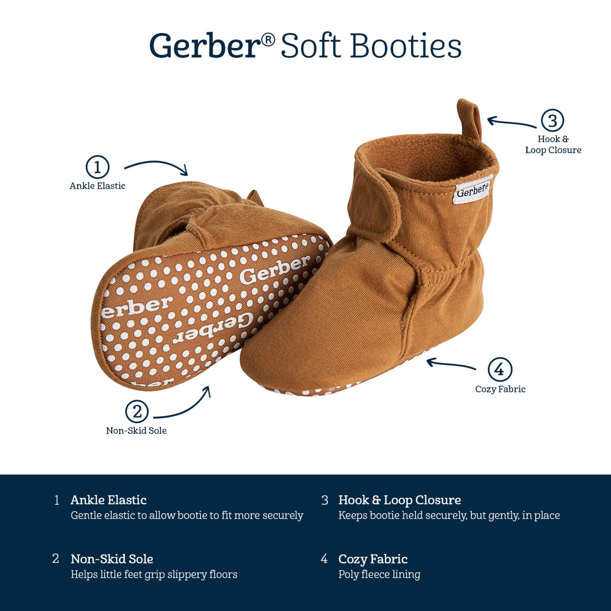 Baby Neutral Brown Soft Booties - Image 8