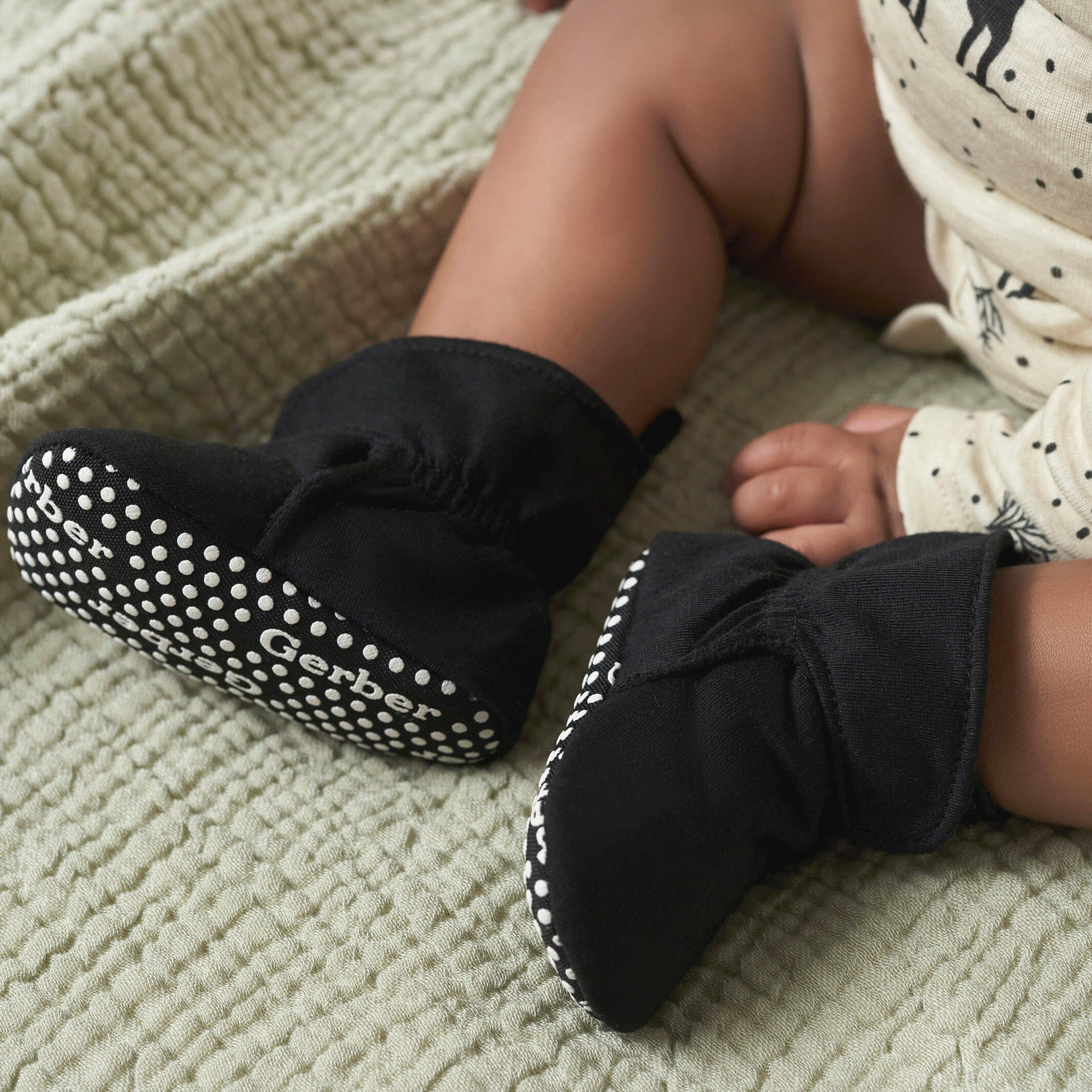 Baby Neutral Black Soft Booties - Image 2