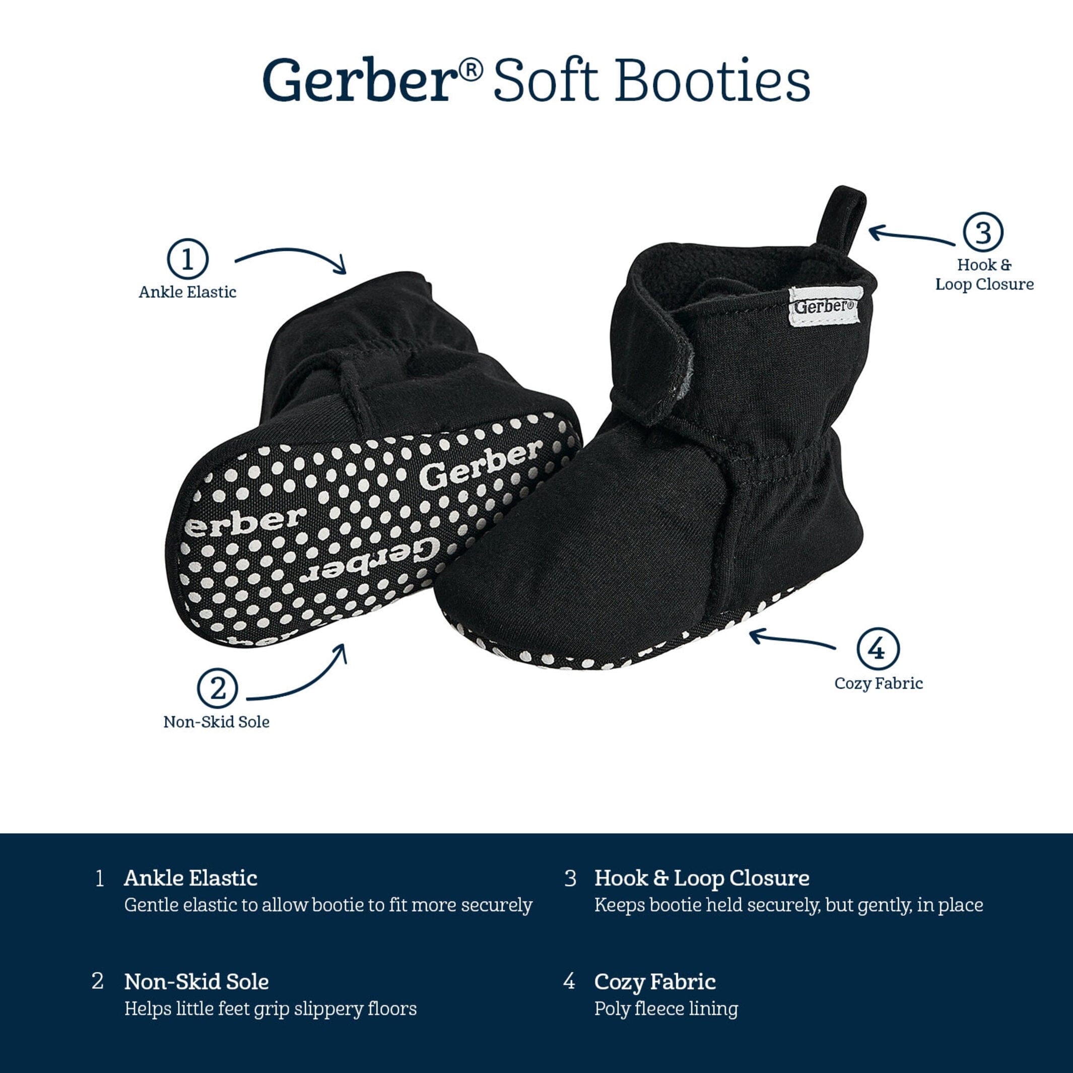Baby Neutral Black Soft Booties - Image 7