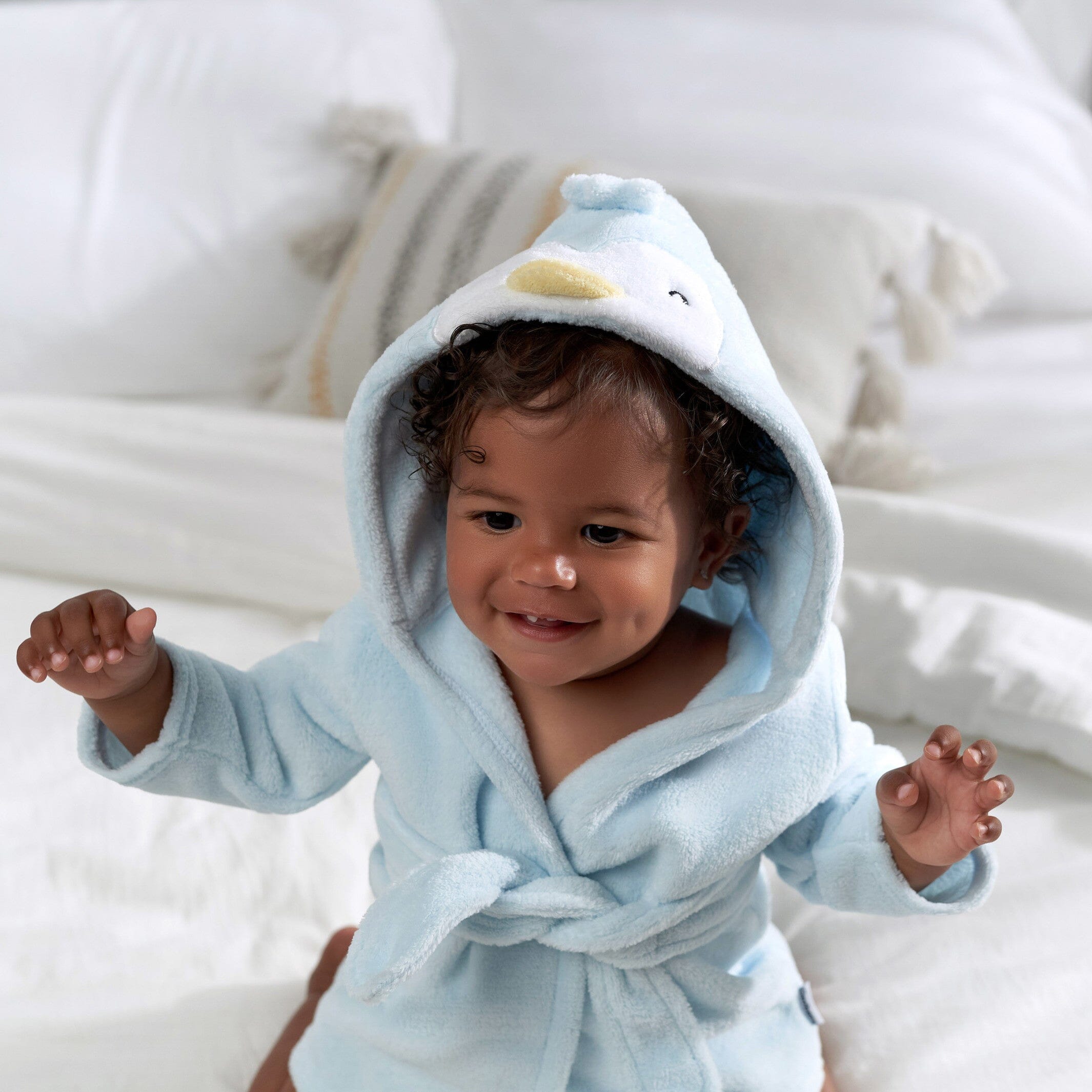 Embroidered Baby Neutral Penguin Robe - Image 4
