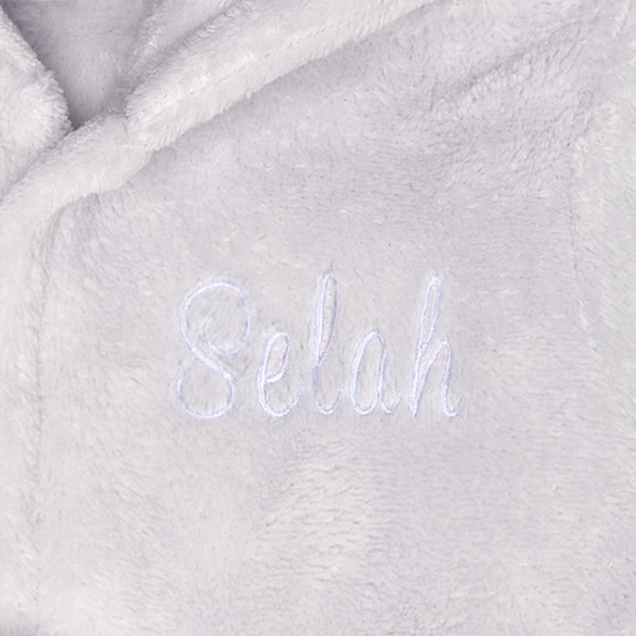 Embroidered Baby Neutral Elephant Robe - Image 2
