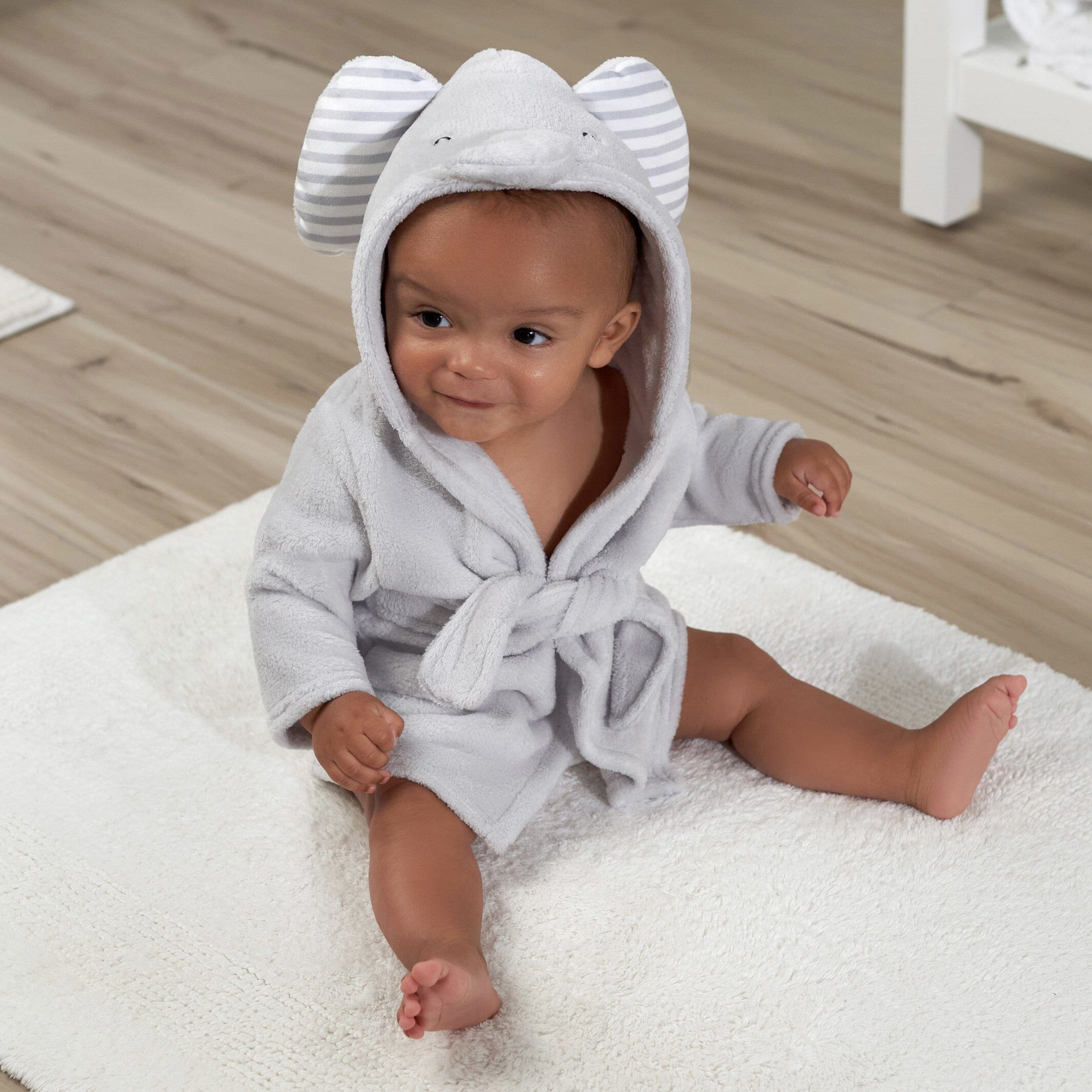 Embroidered Baby Neutral Elephant Robe - Image 4