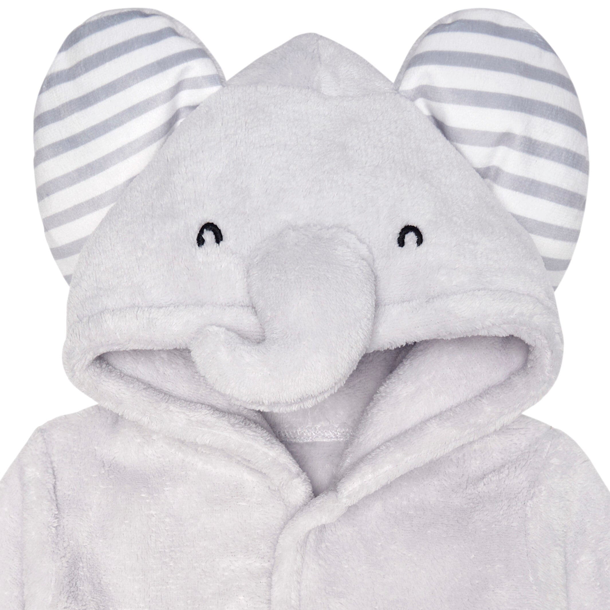 Embroidered Baby Neutral Elephant Robe - Image 5