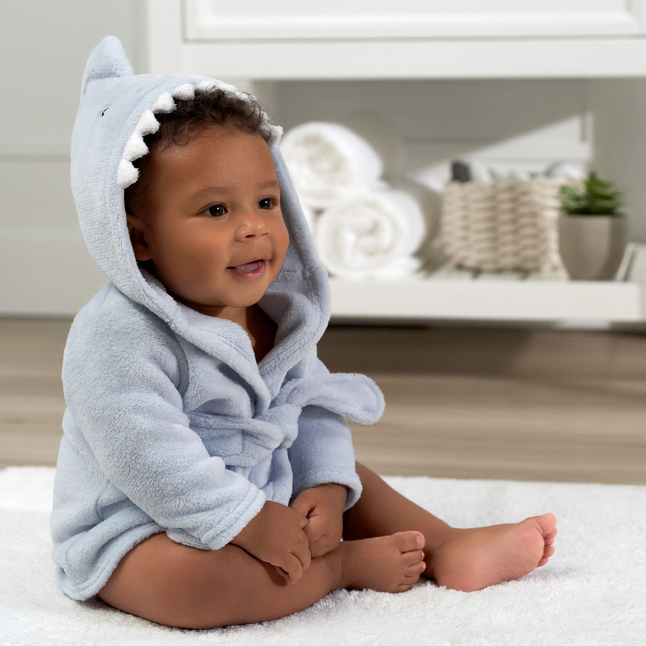 Embroidered Baby Boys Shark Robe - Image 3