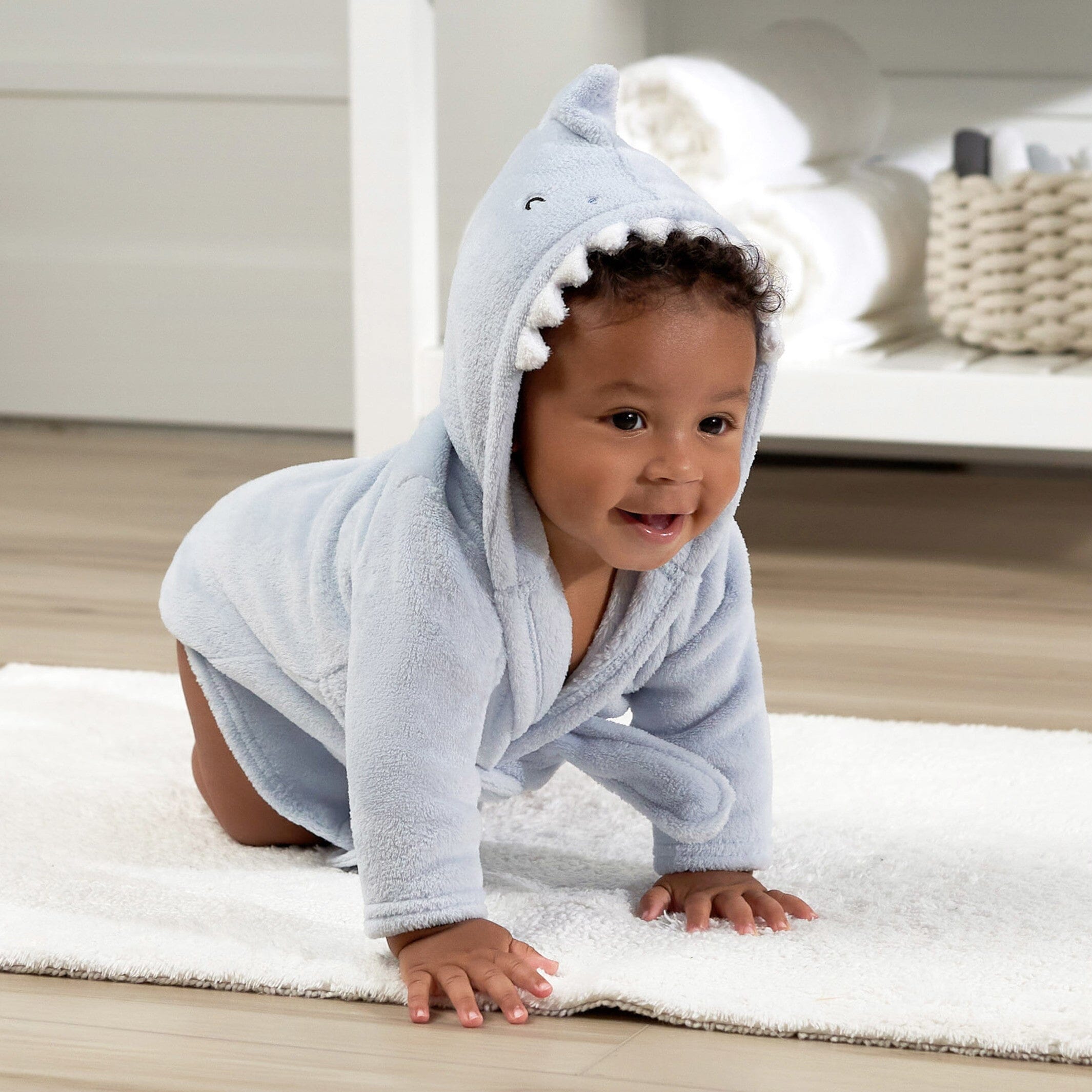 Embroidered Baby Boys Shark Robe - Image 4