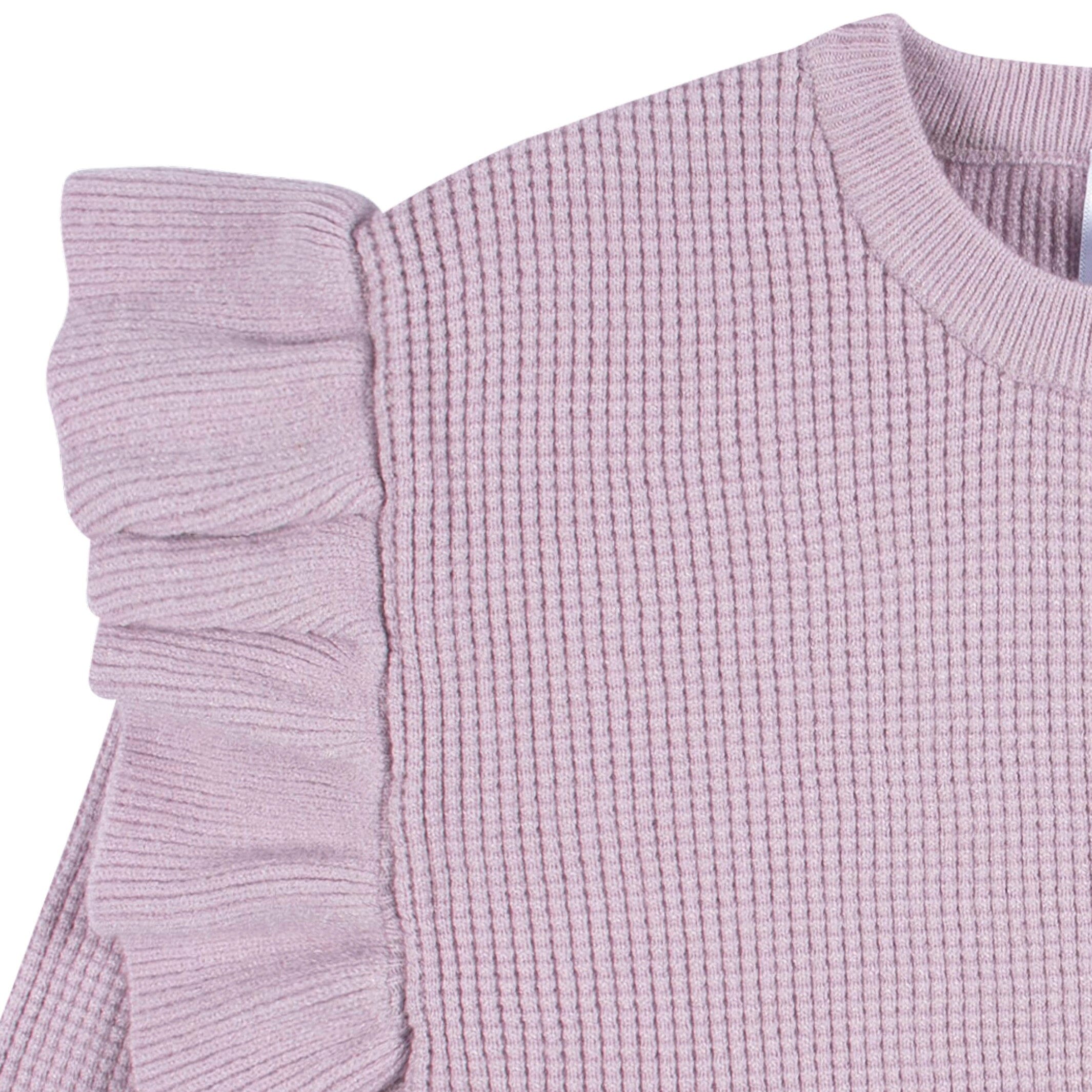 2-Piece Infant and Toddler Girls Lavender Sweater Knit Set - Image 3