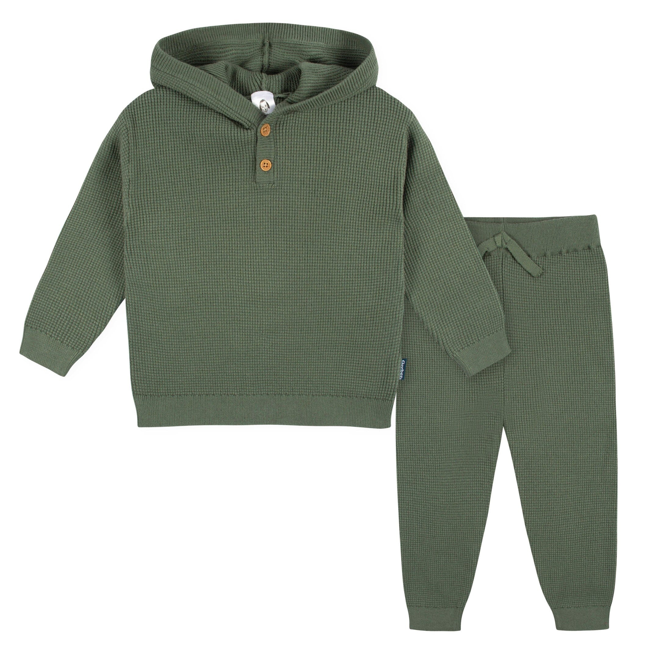 2-Piece Infant and Toddler Boys Olive Green Sweater Knit Set, 12M