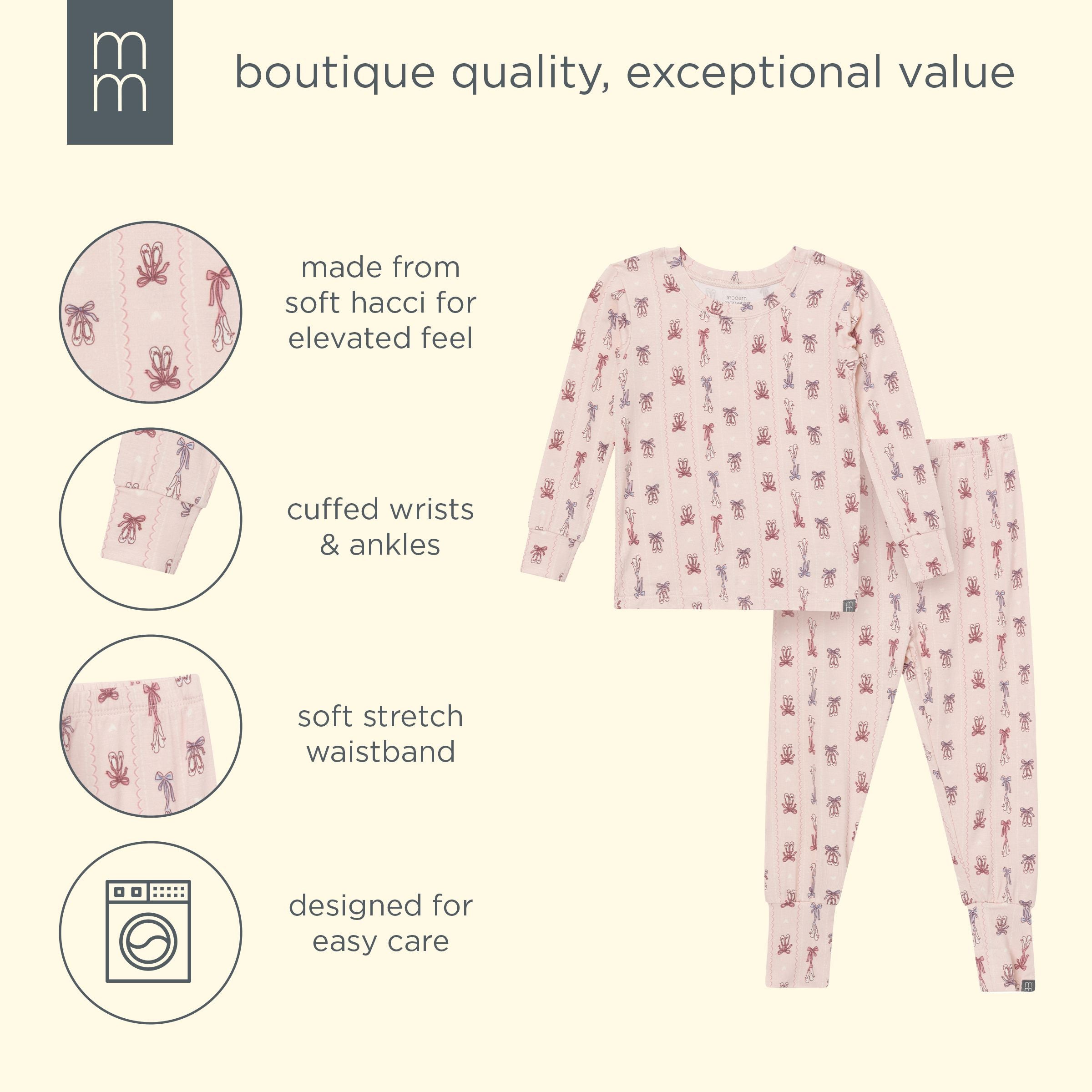 2-Piece Infant & Kid Girls Ballerina Pink Snug Fit Pajama - Image 7