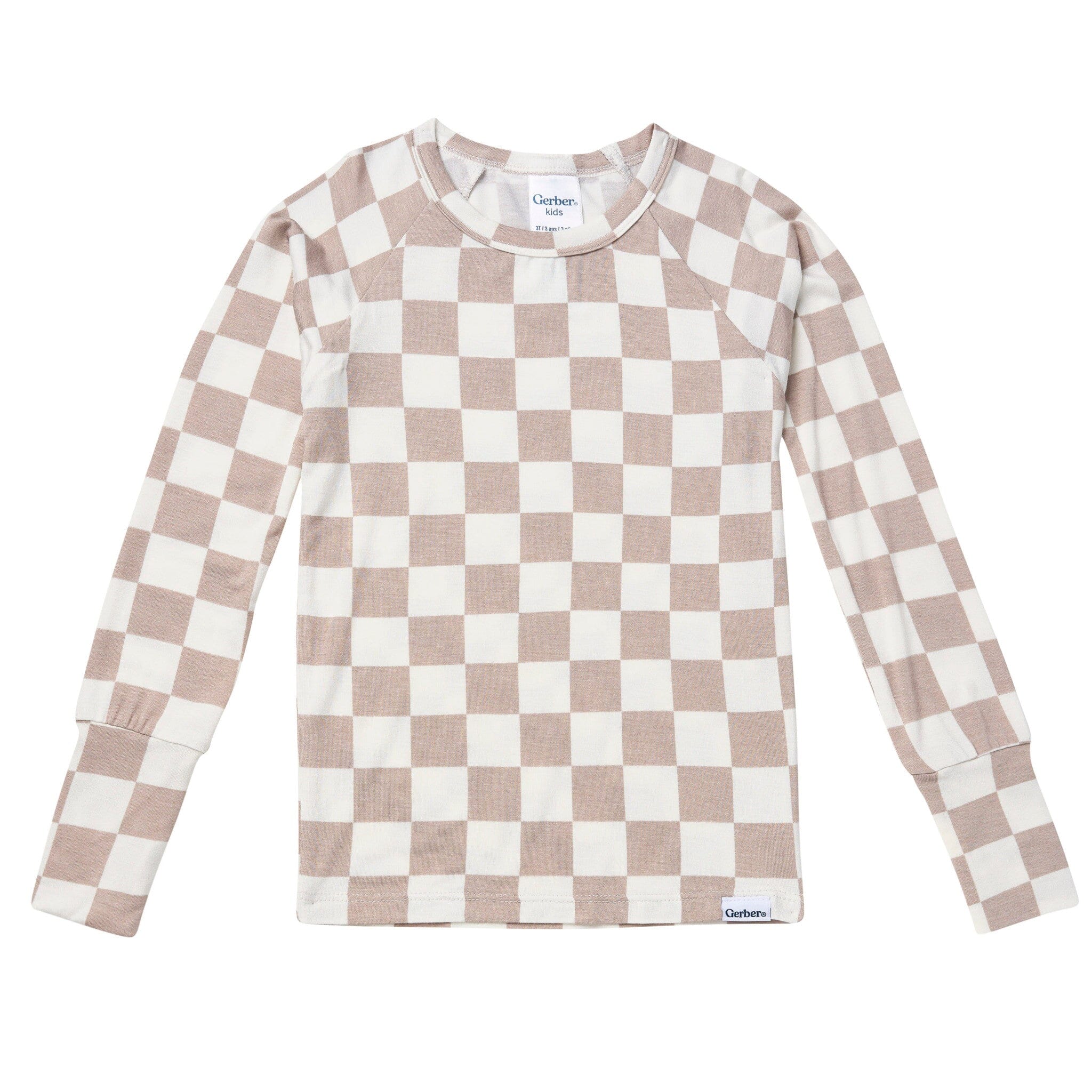2-Piece Infant & Toddler Neutral Taupe Check Snug Fit Pajamas - Image 2