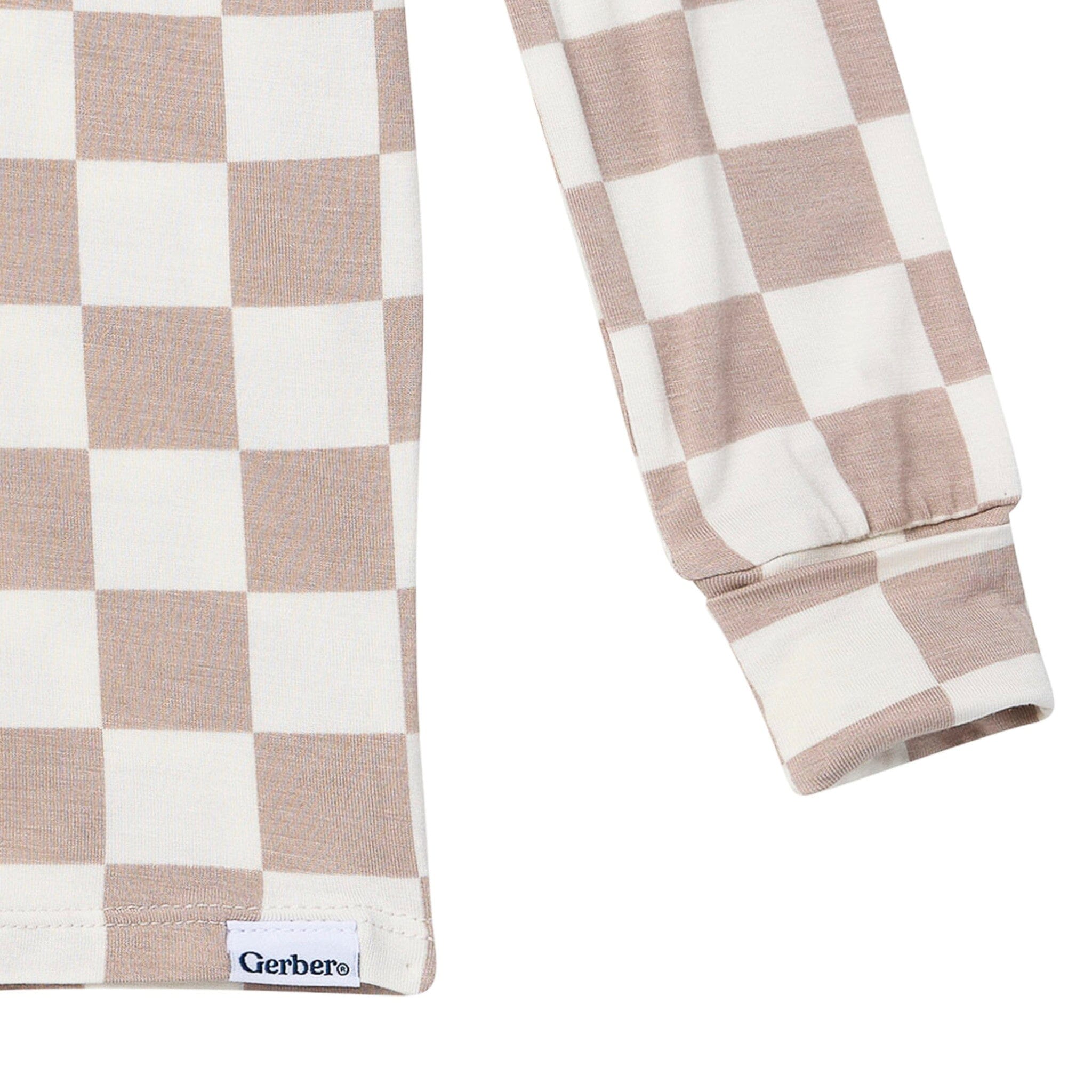 2-Piece Infant & Toddler Neutral Taupe Check Snug Fit Pajamas - Image 3