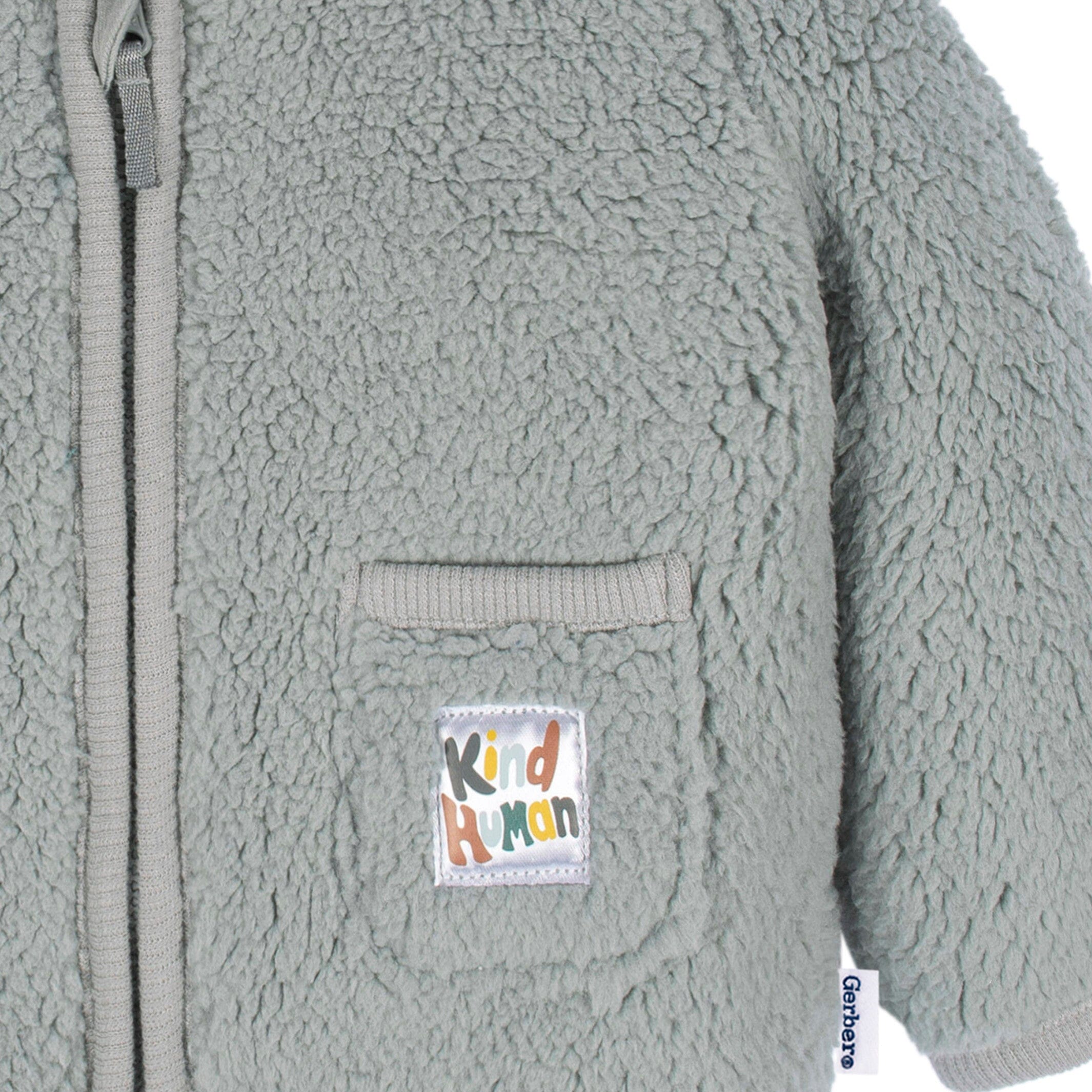 2-Piece Baby & Toddler Boys Kind Human Sherpa Jacket & Jogger Set - Image 3