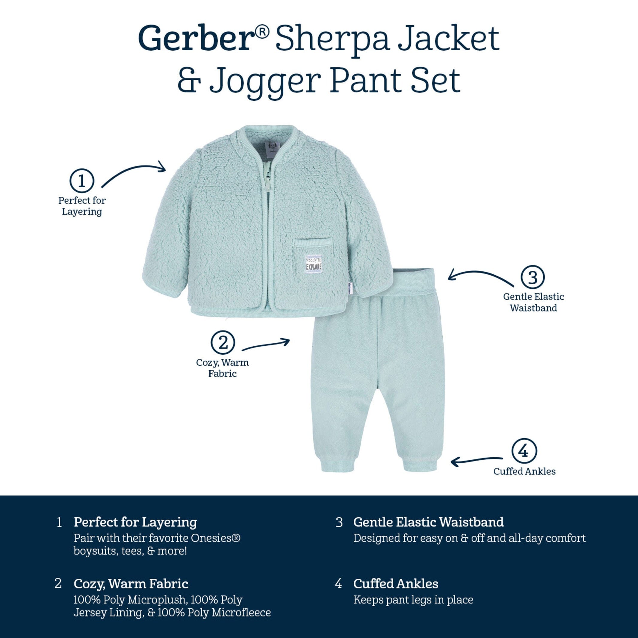 2-Piece Baby & Toddler Boys Explore Sherpa Jacket & Jogger Set - Image 11