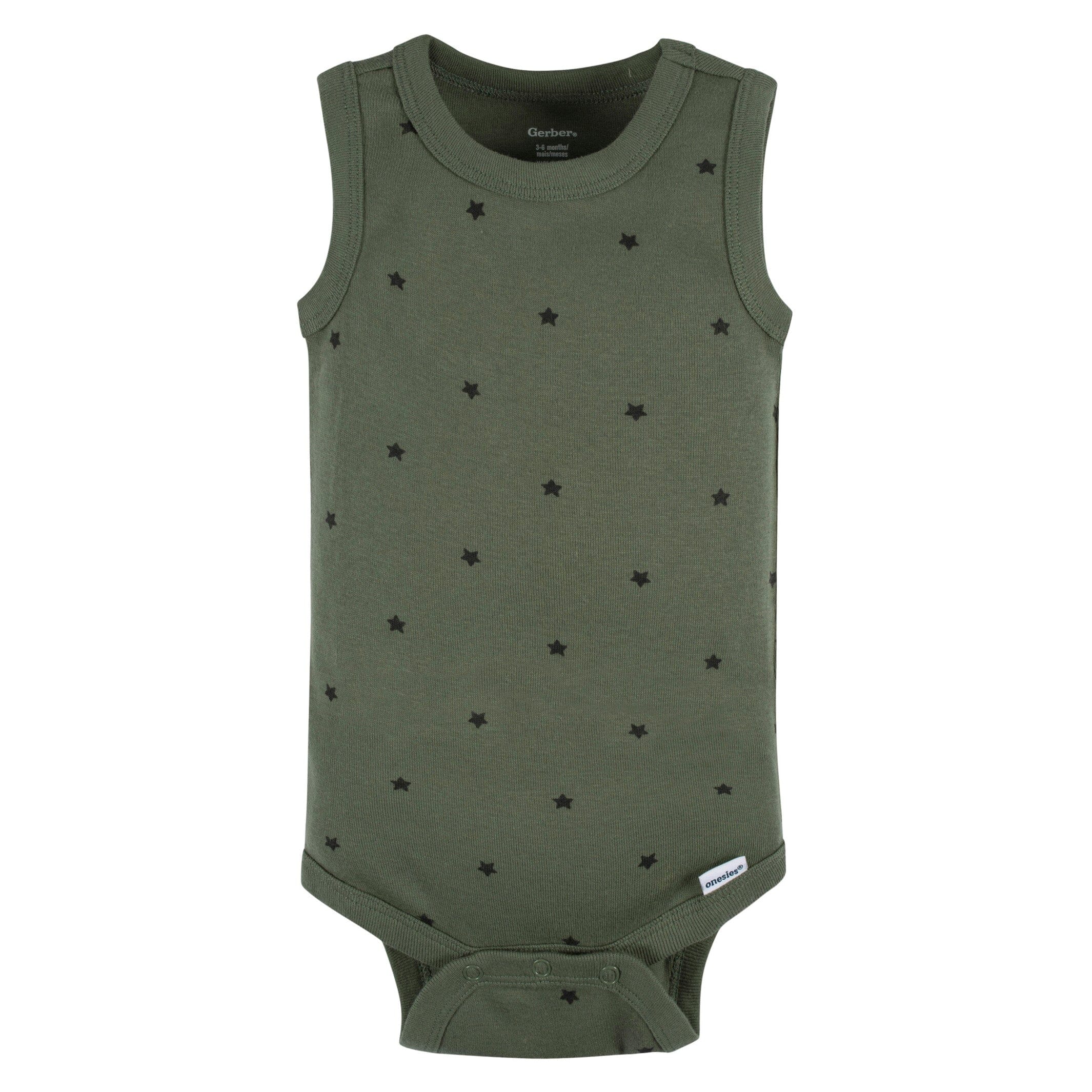 5-Pack Baby Boys Green Stars Sleeveless Onesies® Bodysuits - Image 3