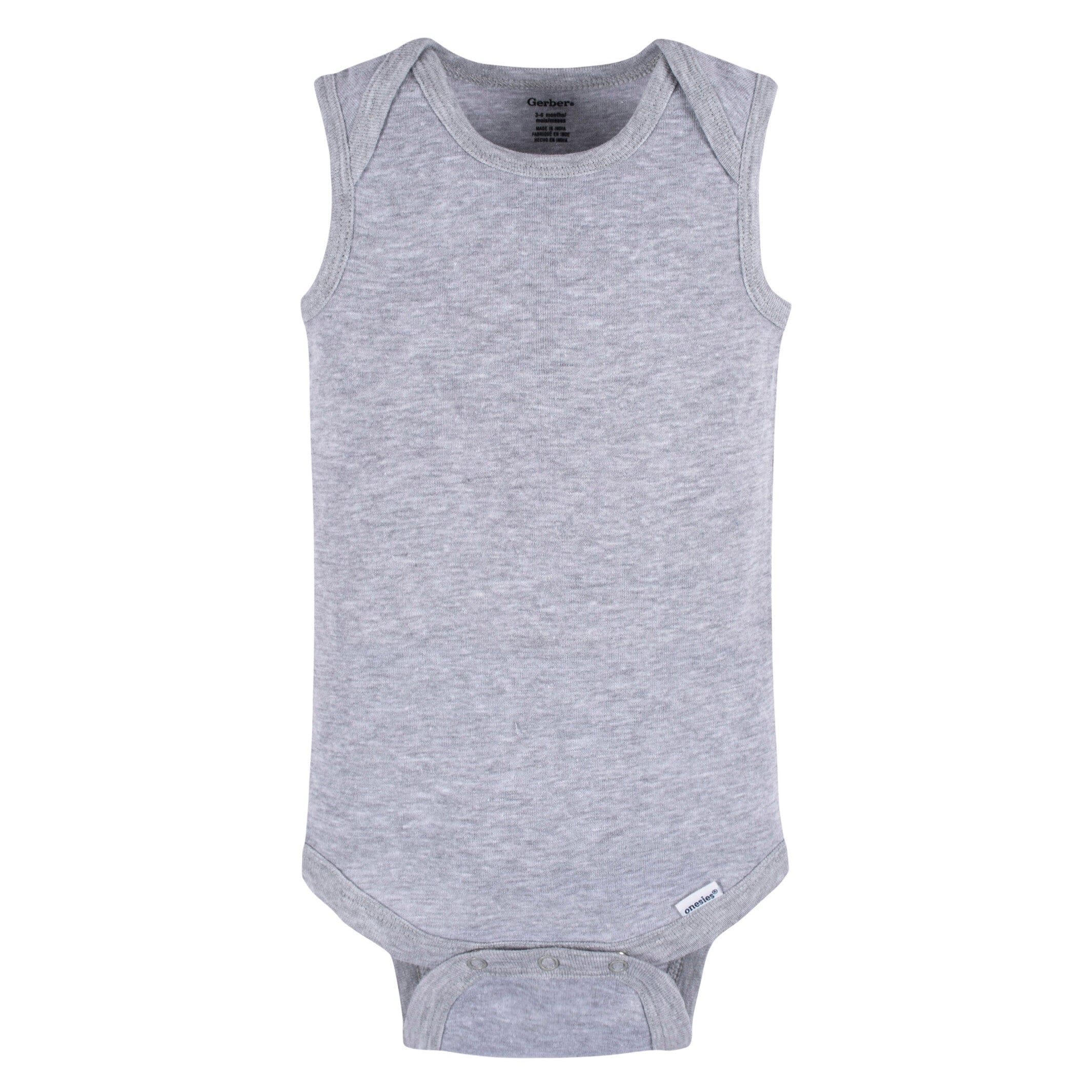 5-Pack Baby Neutral Grey Heather Sleeveless Lap Shoulder Onesies® Bodysuits - Image 5