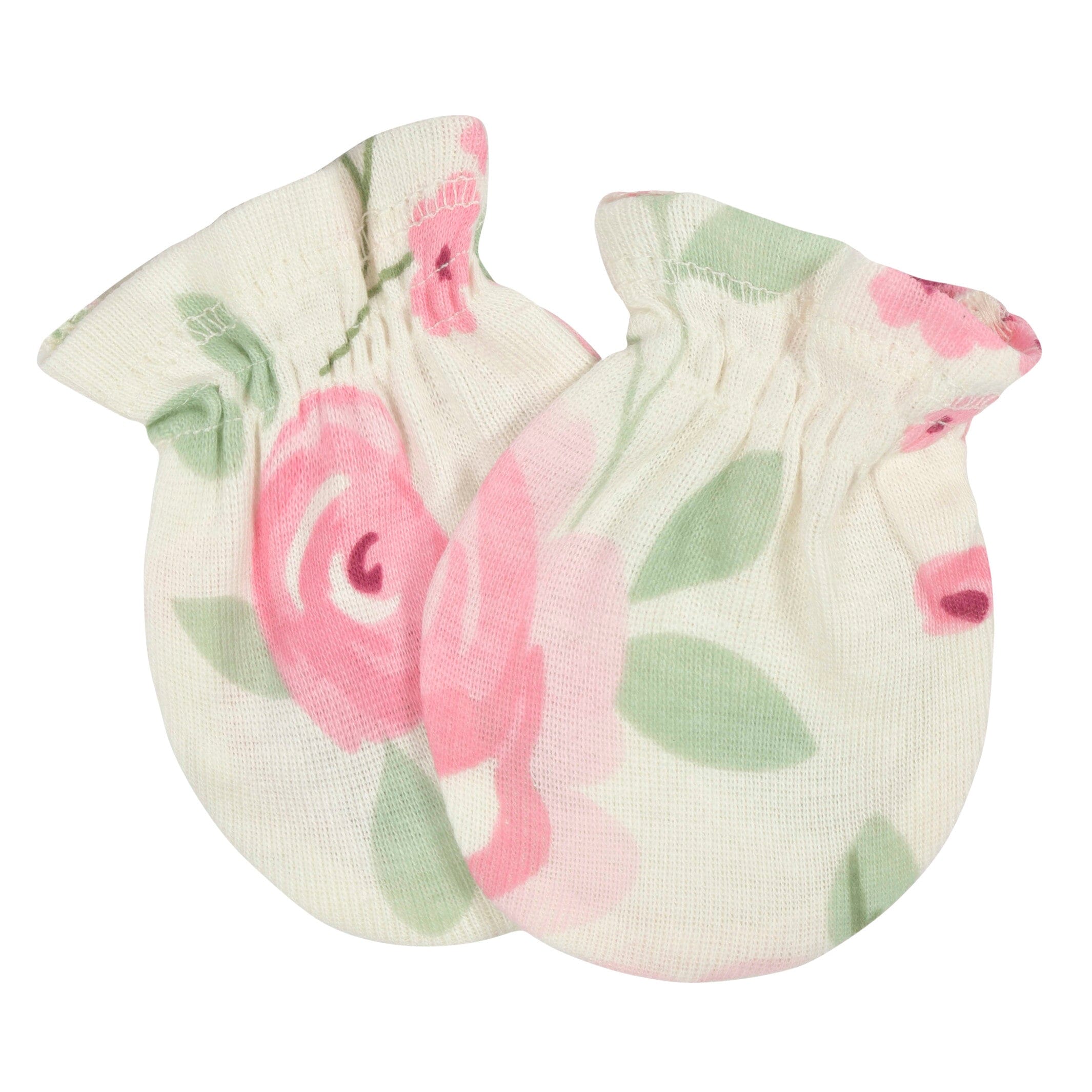 3-Pack Baby Girls Floral No Scratch Mittens - Image 2