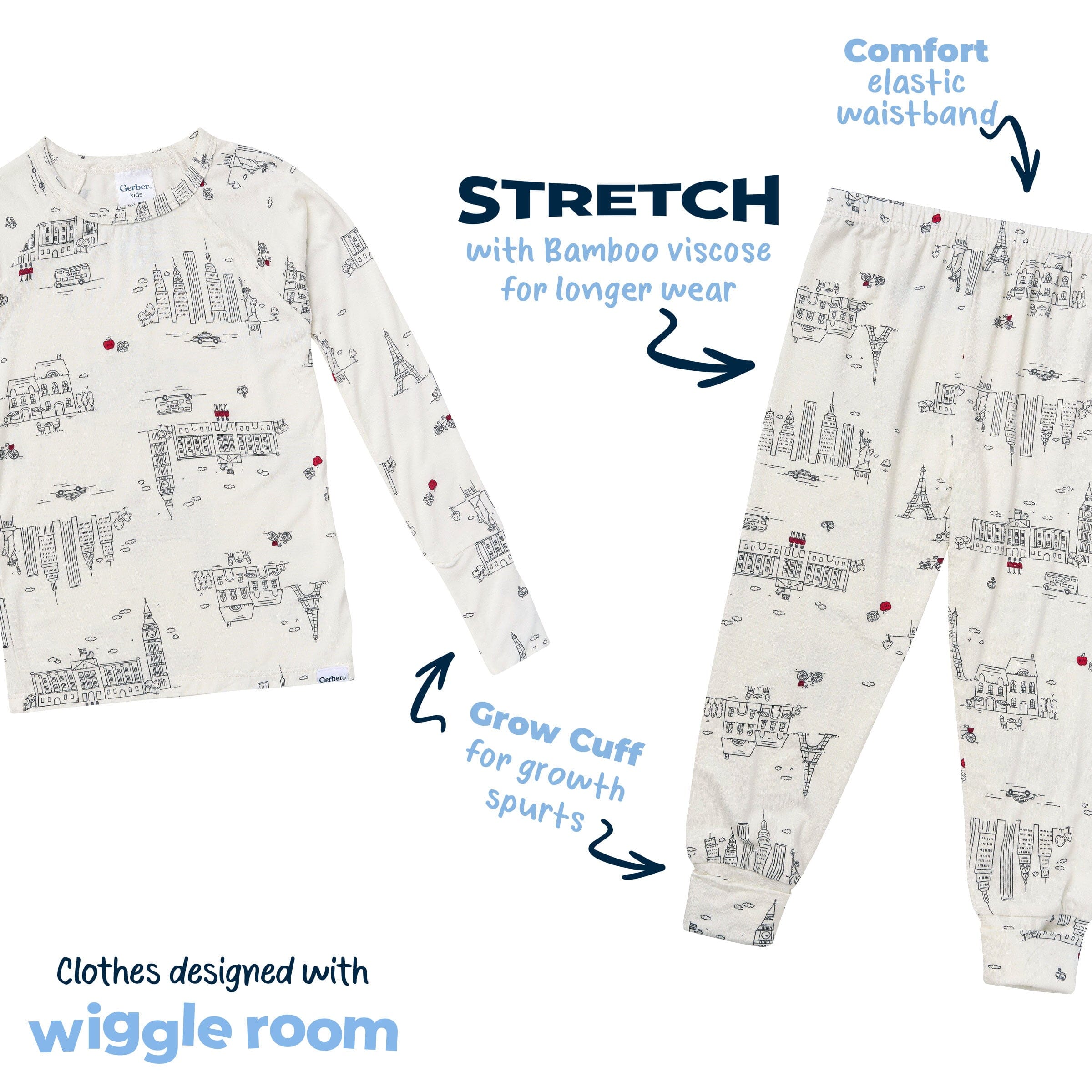 2-Piece Infant & Toddler Neutral Ivory City Snug Fit Pajamas - Image 8