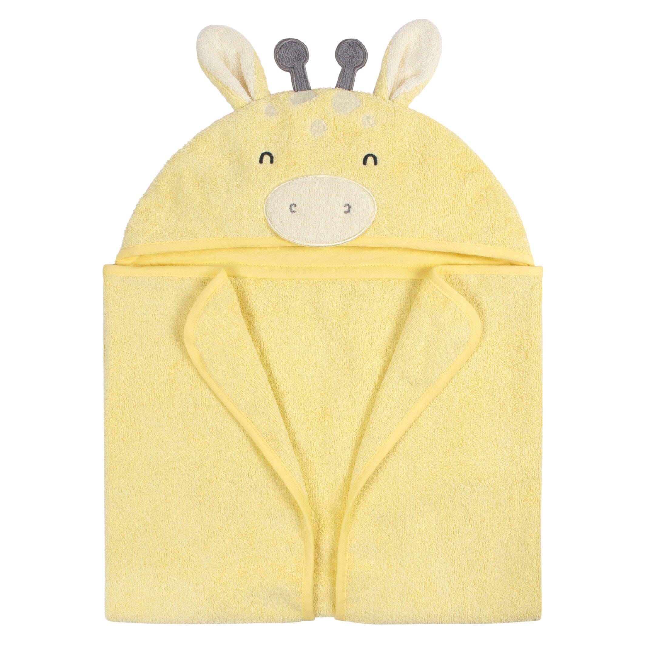 Embroidered 4-Piece Baby Neutral Yellow Giraffe Towel & Washcloths Set - Image 3