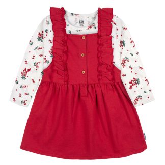 2-Piece Infant Girls Red Holly Berries Jumper & Top Set, 18M