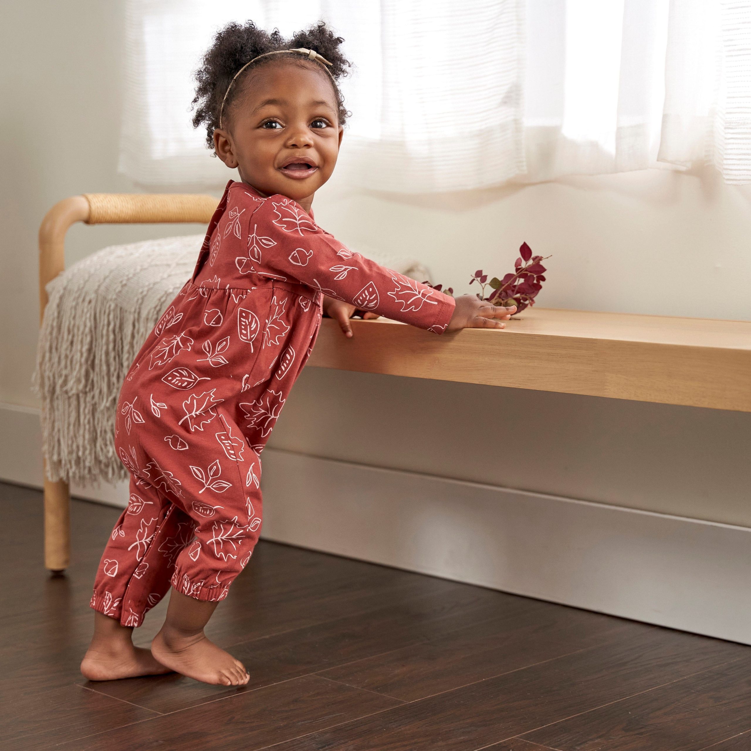 2-Pack Baby Girls Pink Leaves Rompers - Image 2