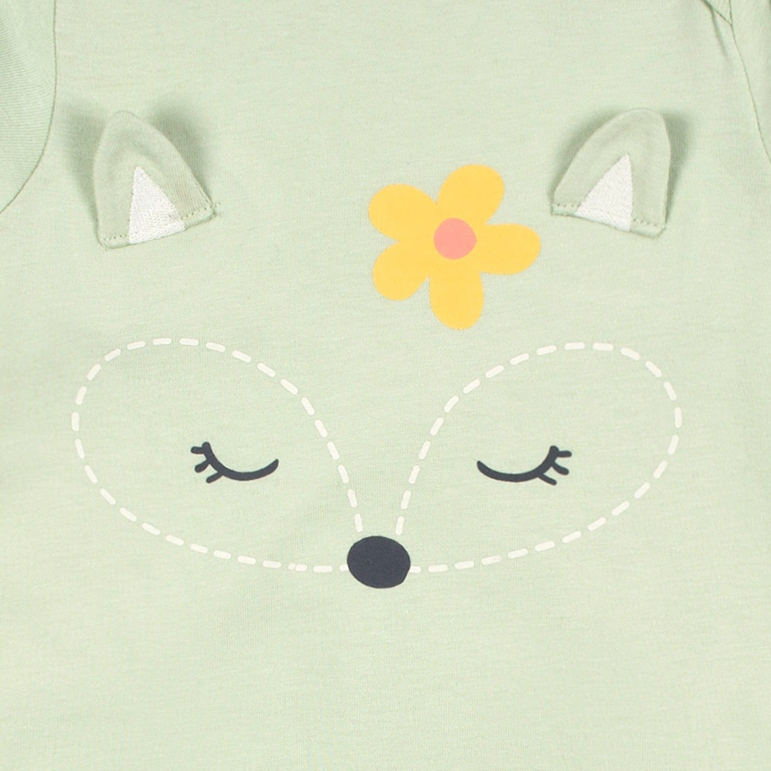 2-Pack Baby Girls Green Fox Rompers - Image 3